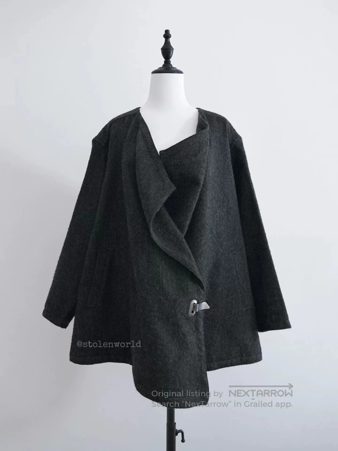 Issey Miyake 80s Issey Miyake Wool Coat with Iron Fastening. Size M / US 6-8 / IT 42-44 - 3 Thumbnail