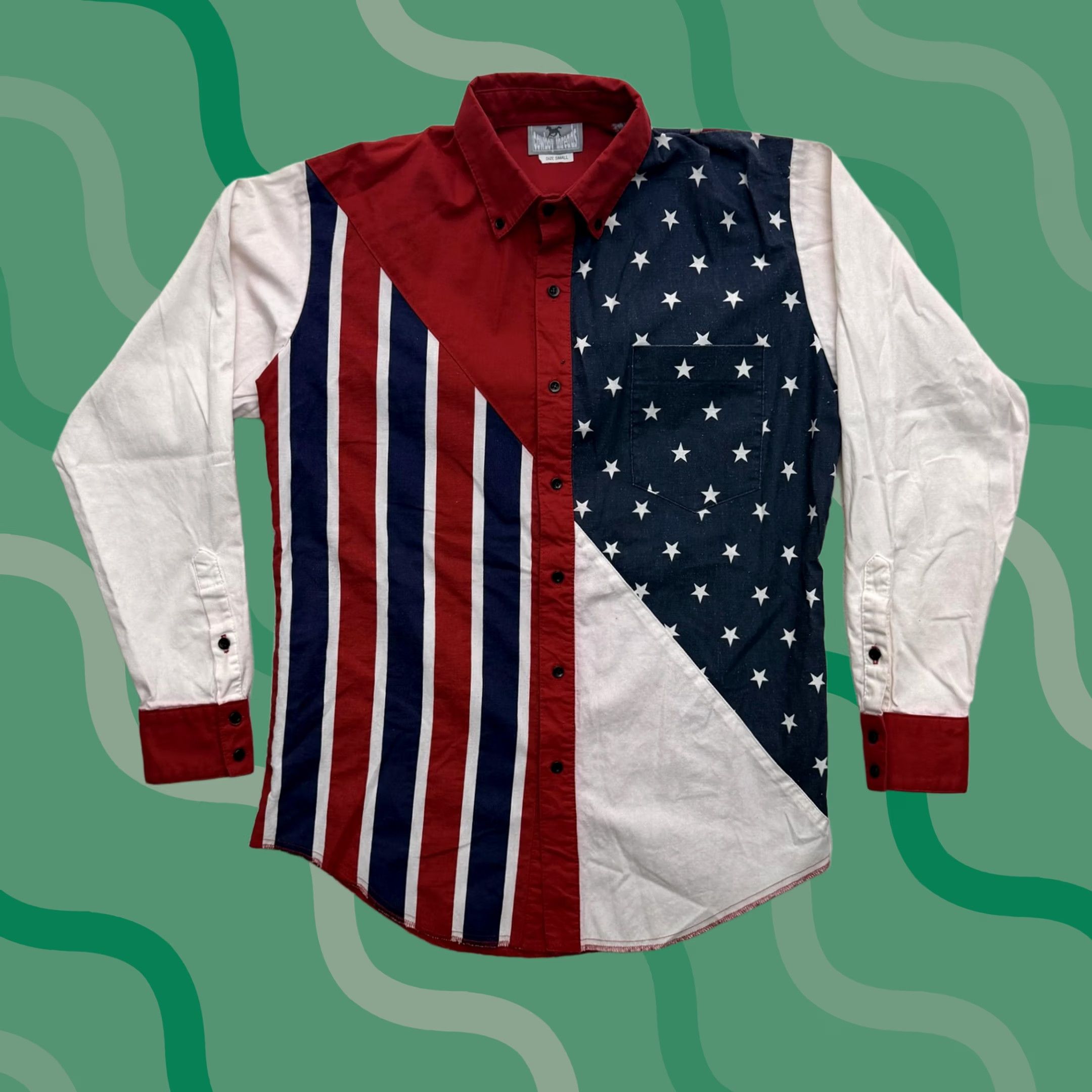Vintage VINTAGE Cowboy Threads Shirt Mens Small USA Patriotic Western Button Up Size US S / EU 44-46 / 1 - 1 Thumbnail