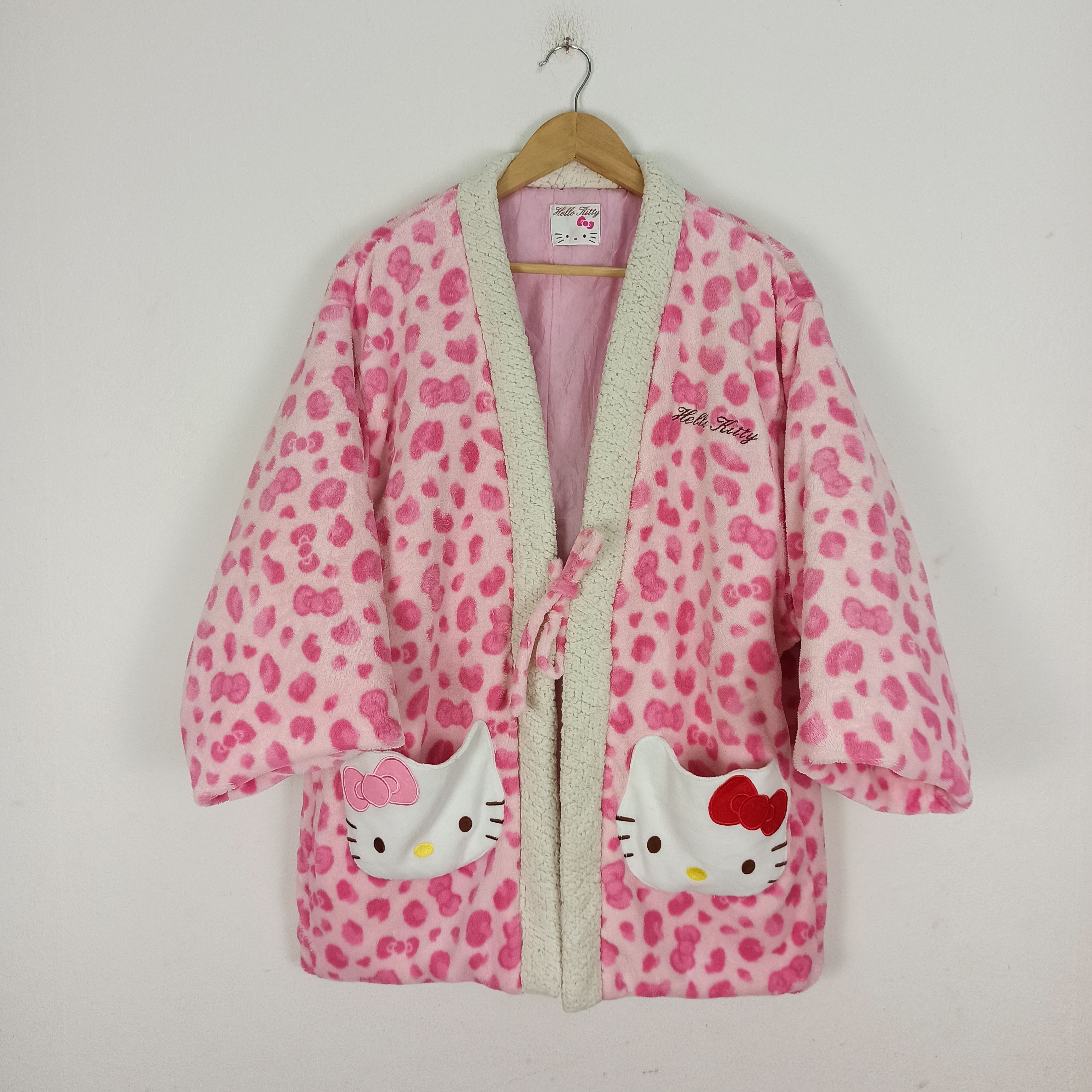 image of Kimono Japan Dragon Hello Kitty Kimono Leopard Style Japanese Traditional Winter in Pink (Size Larg