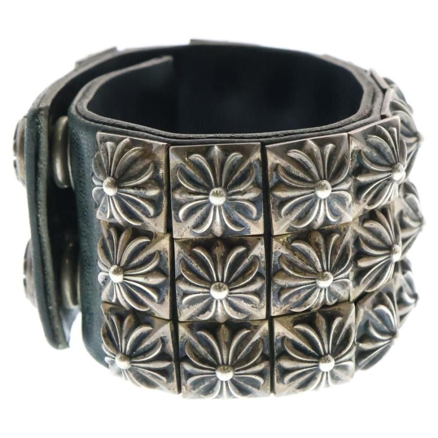 Chrome Hearts Chrome Hearts Pyramid Cross Studs Triple Leather Bracelet Size ONE SIZE - 3 Thumbnail