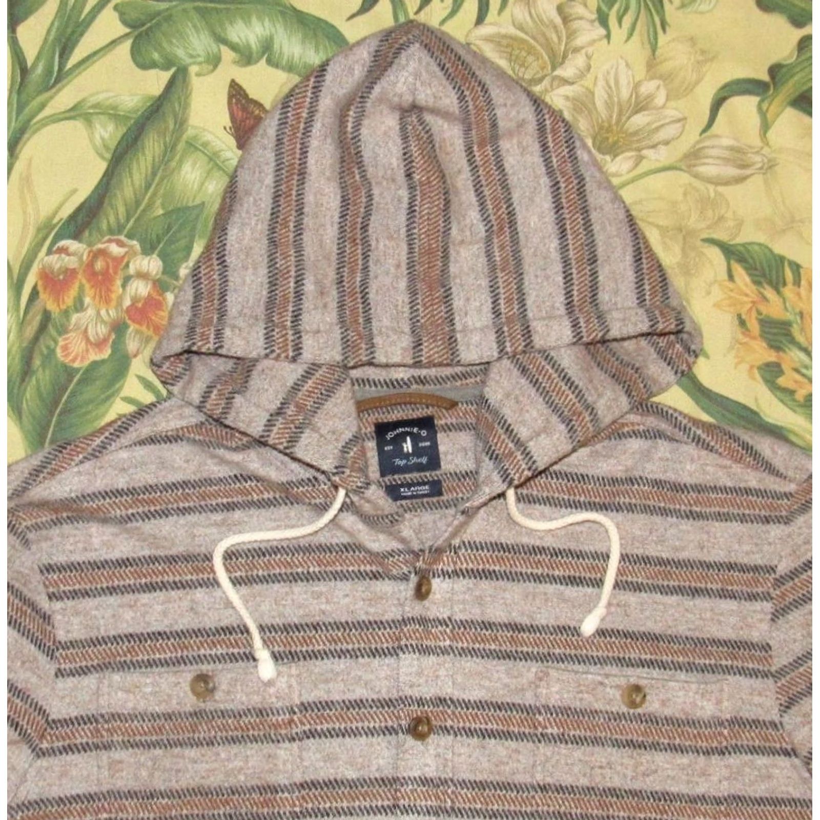 johnnie-O JOHNNIE O Barta Stretch Flannel Lodge Shirt Jacket XL Men XL Brown Polyester Blend Shirt Jacket Mens XL Brown Size US XL / EU 56 / 4 - 2 Thumbnail
