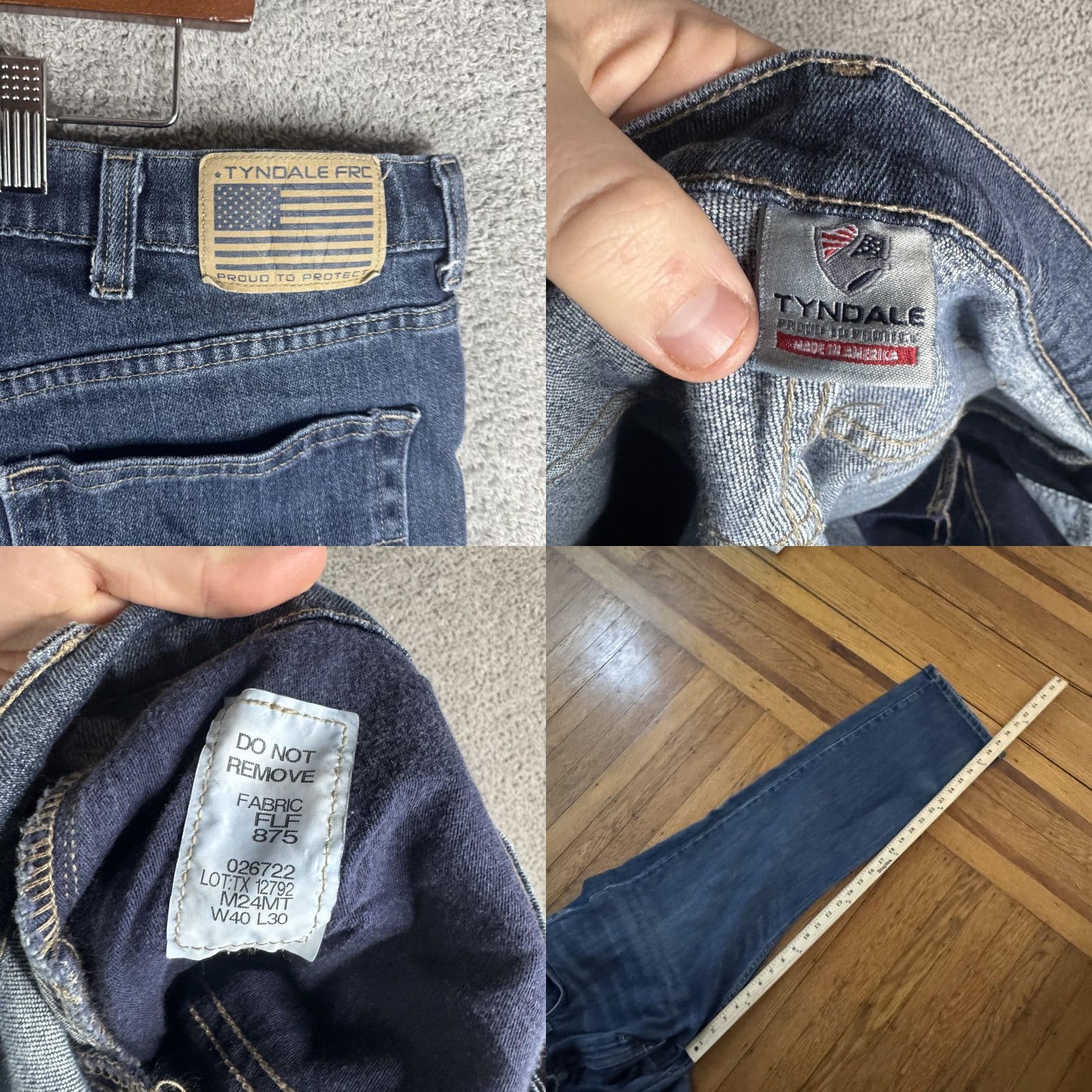 Denime Tyndale FR Jeans Mens 40x30 Blue Relaxed Straight Leg Denim Flame-Resistant Jeans Size US 40 / EU 56 - 9 Thumbnail