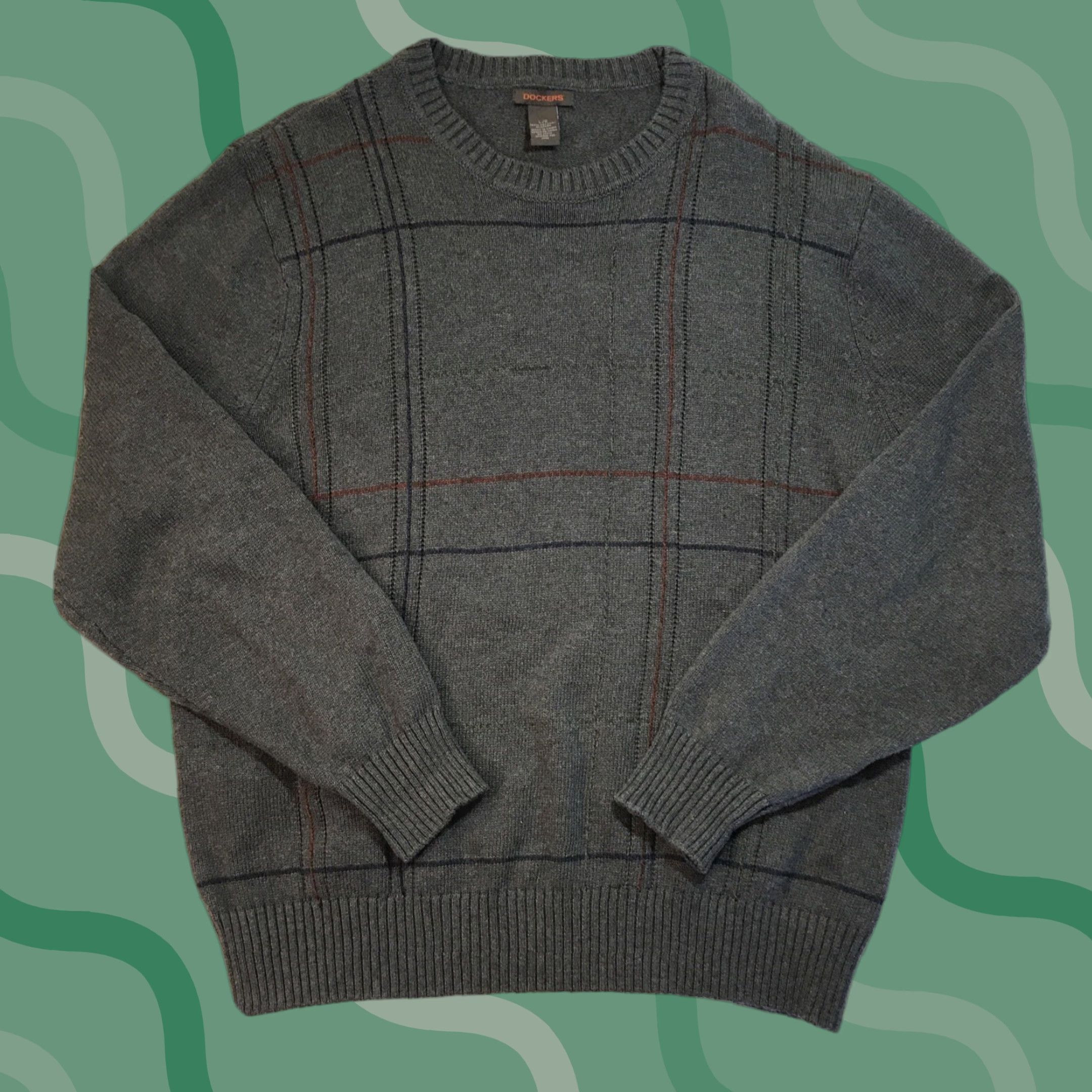 Dockers DOCKERS Mens Sweater Long Sleeve Crewneck Pullover Shirt Gray L Geometric Knit Multicolor Cotton Logo Casual Classic Hipster Modern Preppy Golf Size US L / EU 52-54 / 3 - 1 Thumbnail
