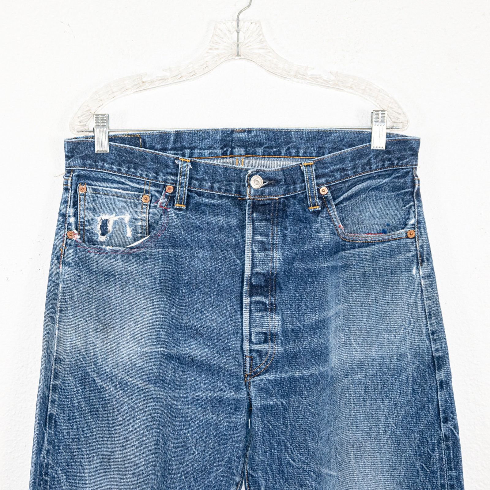 Levi's Vintage 90s Levi's 501XX 555 Valencia Selvedge Jeans Size US 34 / EU 50 - 3 Thumbnail