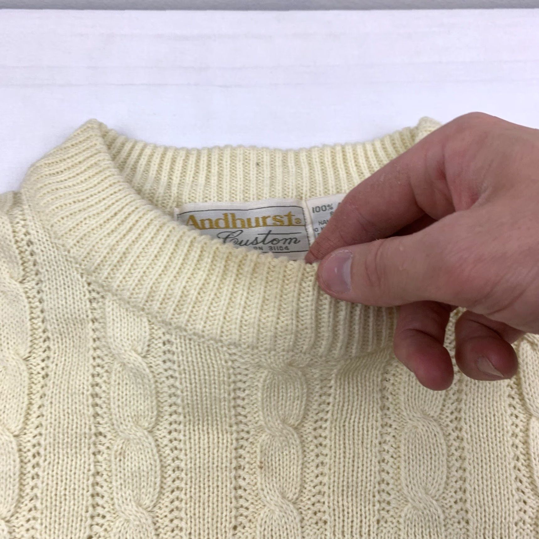 Vintage VINTAGE Andhurst Sweater Men L Ivory Knit Pullover Crewneck 90s USA Classic Size US L / EU 52-54 / 3 - 3 Thumbnail