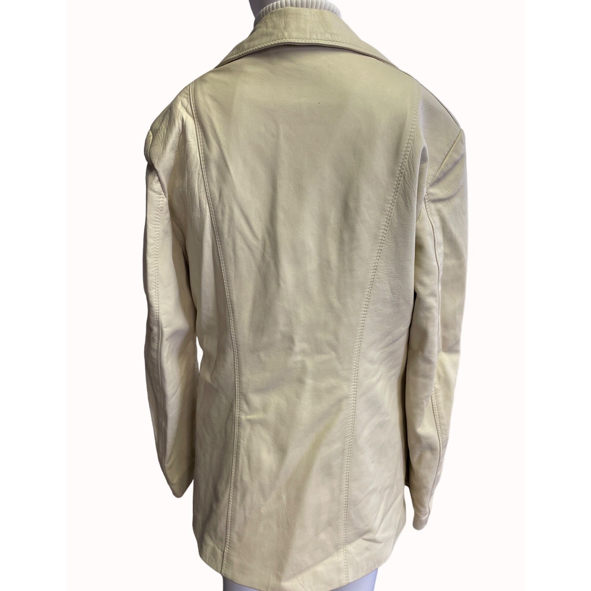 Vera Pelle Vera Pelle Women's Cream Leather Zip Up Jacket Size 48-XL SK Size XL / US 12-14 / IT 48-50 - 4 Thumbnail