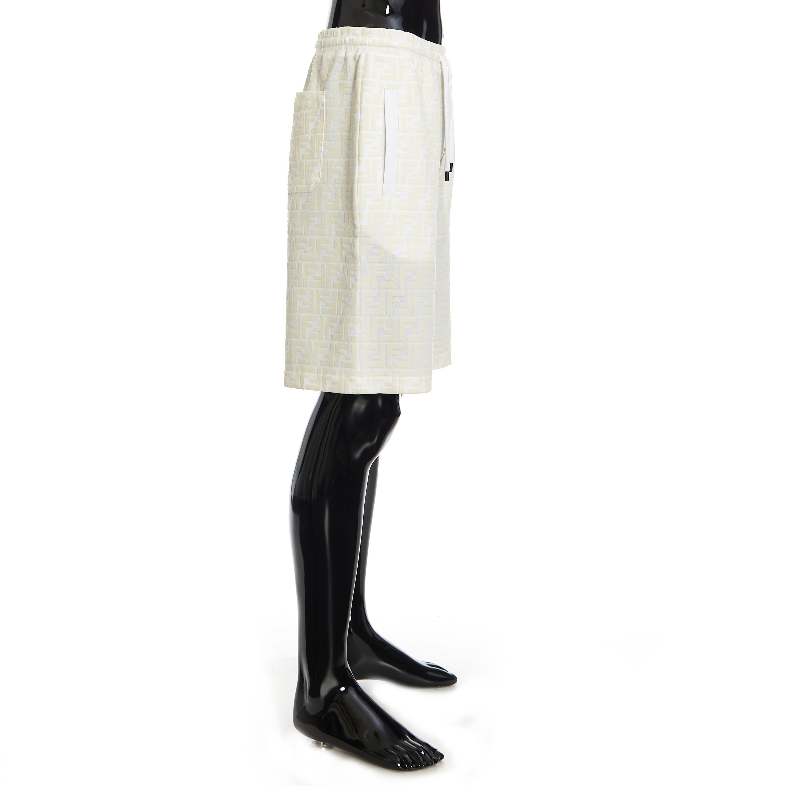 Fendi Jogging Bermuda Shorts In White Cotton With All-Over FF Logo Size US 32 / EU 48 - 7 Thumbnail