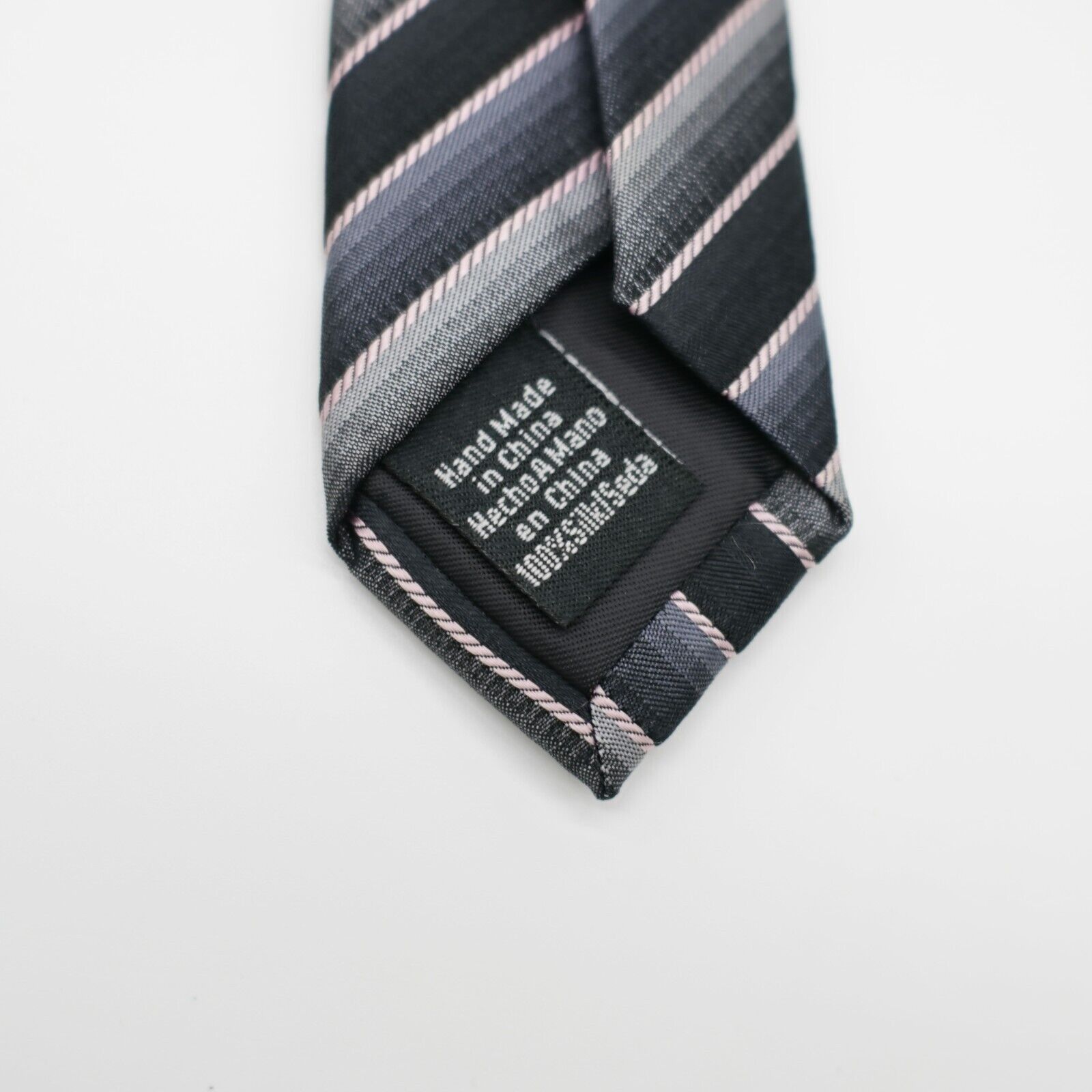 Van Heusen Van Heusen Gray Pink Woven Striped Wide Silk Tie Size ONE SIZE - 4 Thumbnail