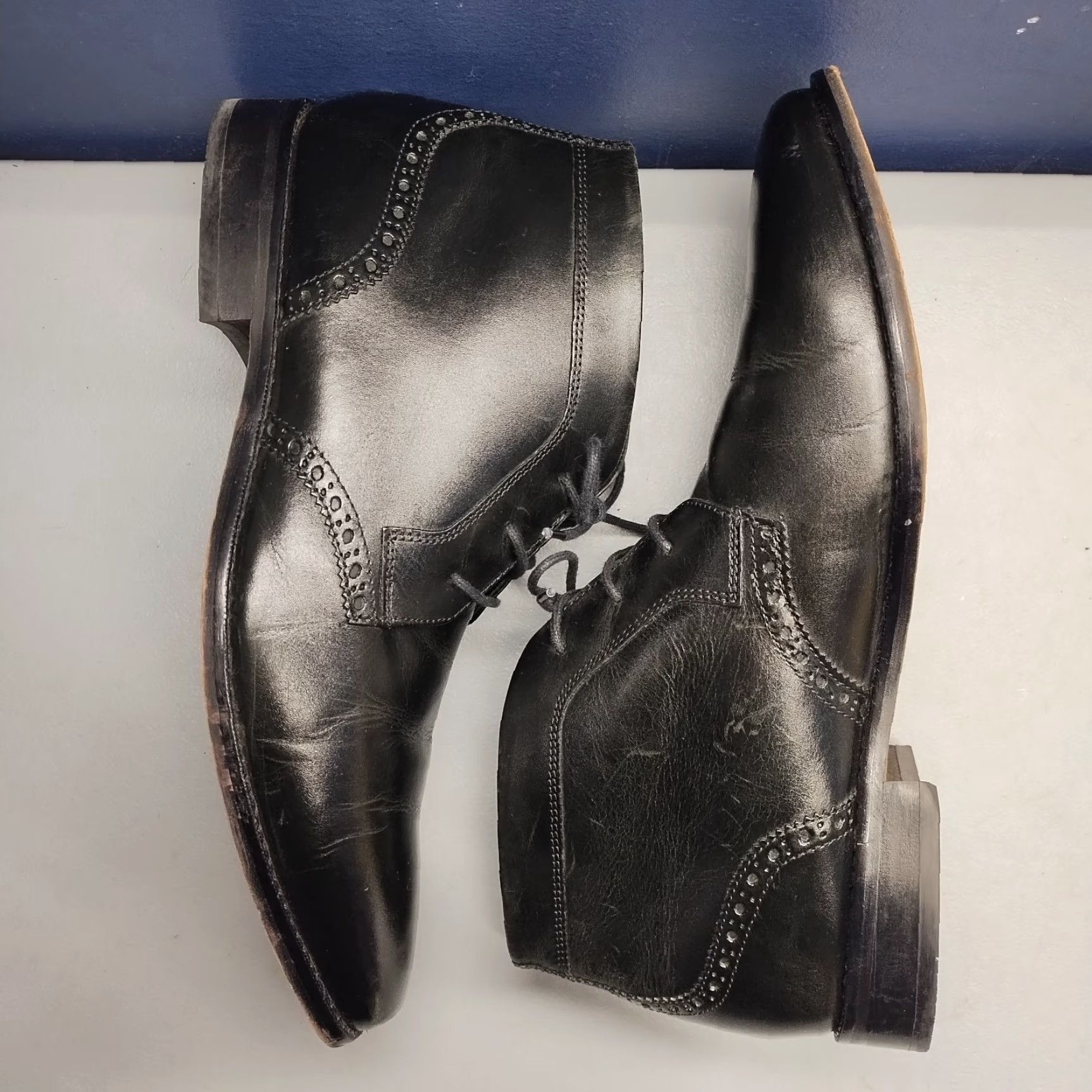 Florsheim Florsheim Castellano Chukka Boots Mens Size 10EEE Black Leather Lace Up Size US 10 / EU 43 - 3 Thumbnail