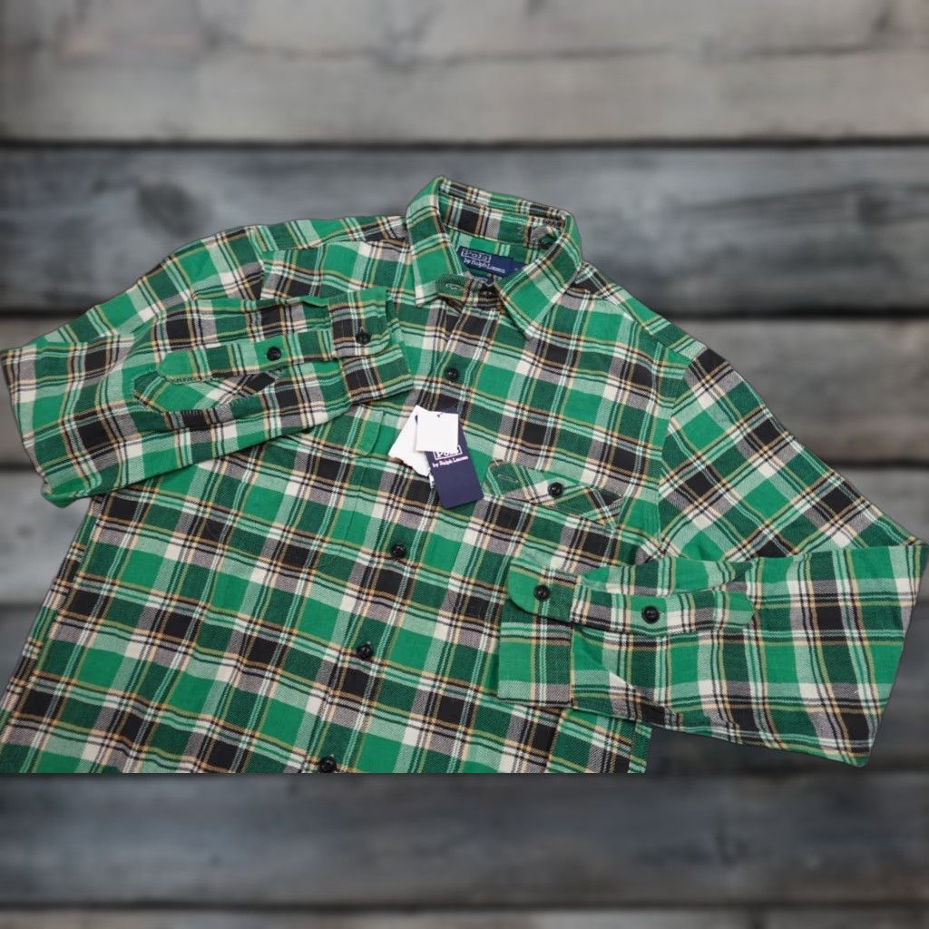 Polo Ralph Lauren Polo Ralph Lauren Button-Up Shirt Mens M Twill Green Plaid Chin Strap NEW Shirt Mens M Green Plaid Polo Ralph Lauren Button-Up 90s Outdoor Mens Size US M / EU 48-50 / 2 - 1 Thumbnail