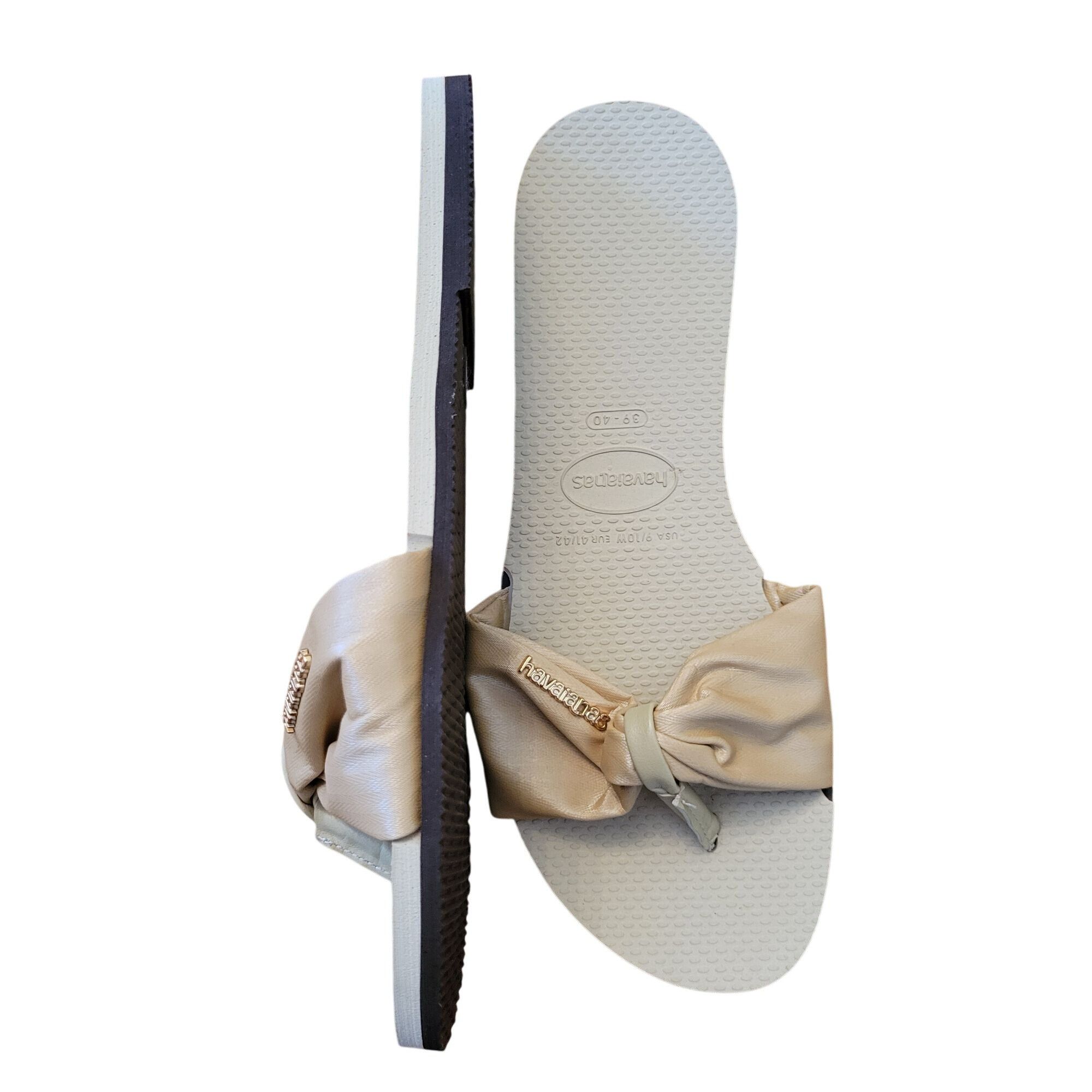 Vintage Havaianas Beige Bow Slide Sandals 9/10W Flip Flops Summer Sa Size US 10 / IT 40 - 1 Thumbnail