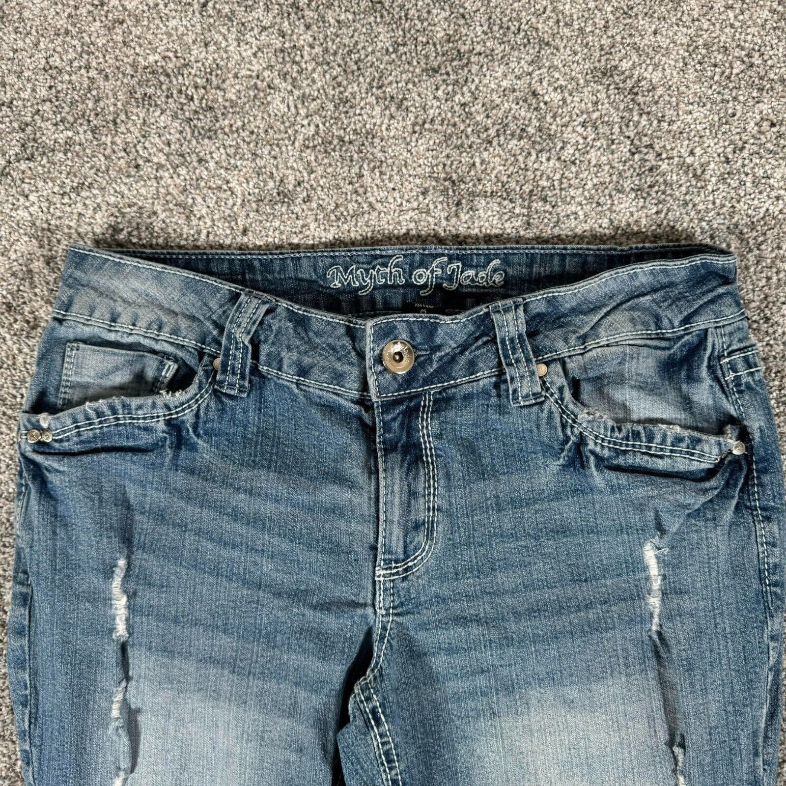Other Y2K Capri Jeans Womens 8 Cuffed Distressed Grunge Ripped Size 30" / US 8 / IT 44 - 7 Thumbnail