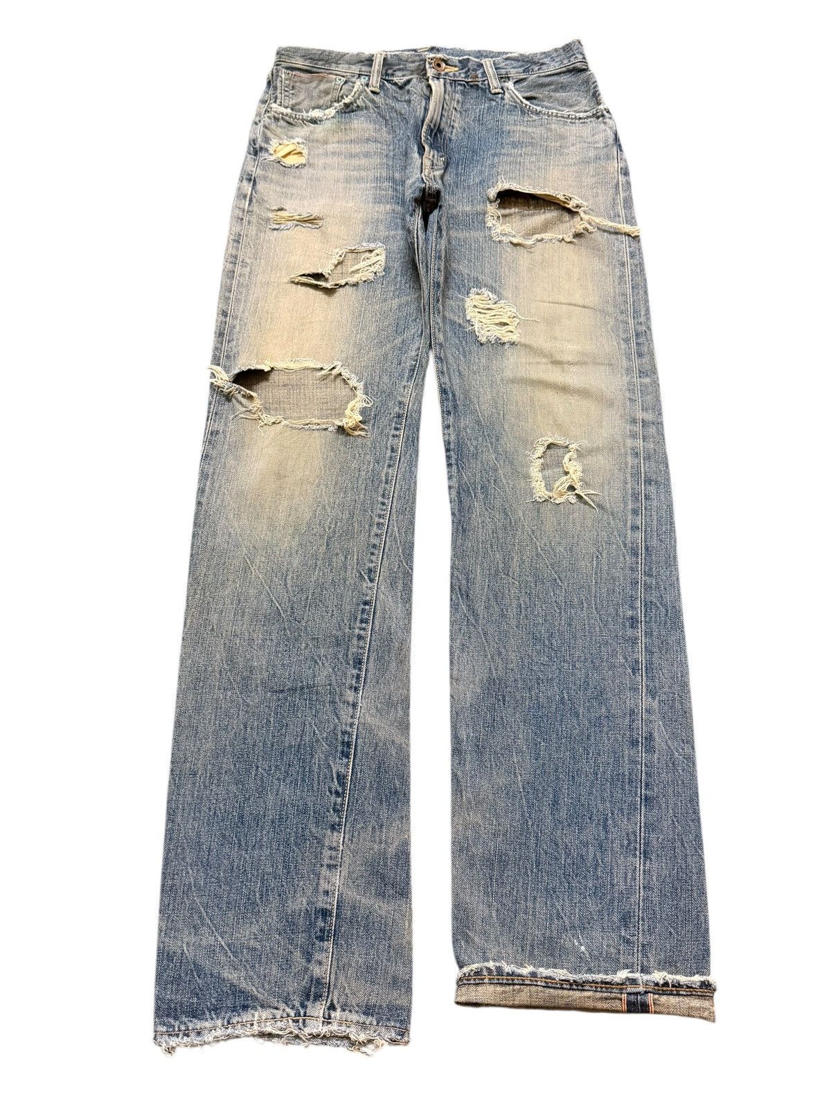 Edwin Vintage Edwin 505 Selvedge Mud Wash Faded Distressed Style Size US 31 - 1 Thumbnail