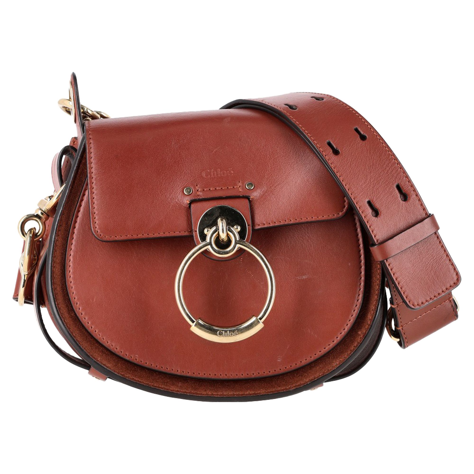 Chloe Chloé Small Tess Shoulder Bag in Brown Calfskin Leather Size ONE SIZE - 1 Thumbnail
