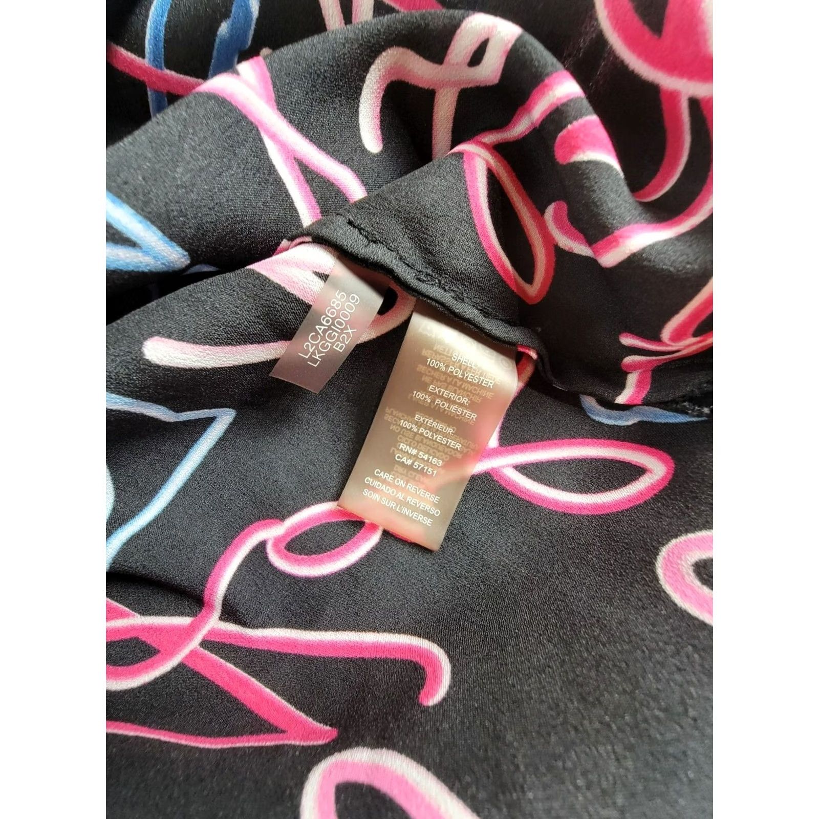 Karl Lagerfeld Karl Lagerfeld Women's Neon Print Round Neck Short Sleeve T-Shirt Black Large Size L / US 10 / IT 46 - 5 Thumbnail