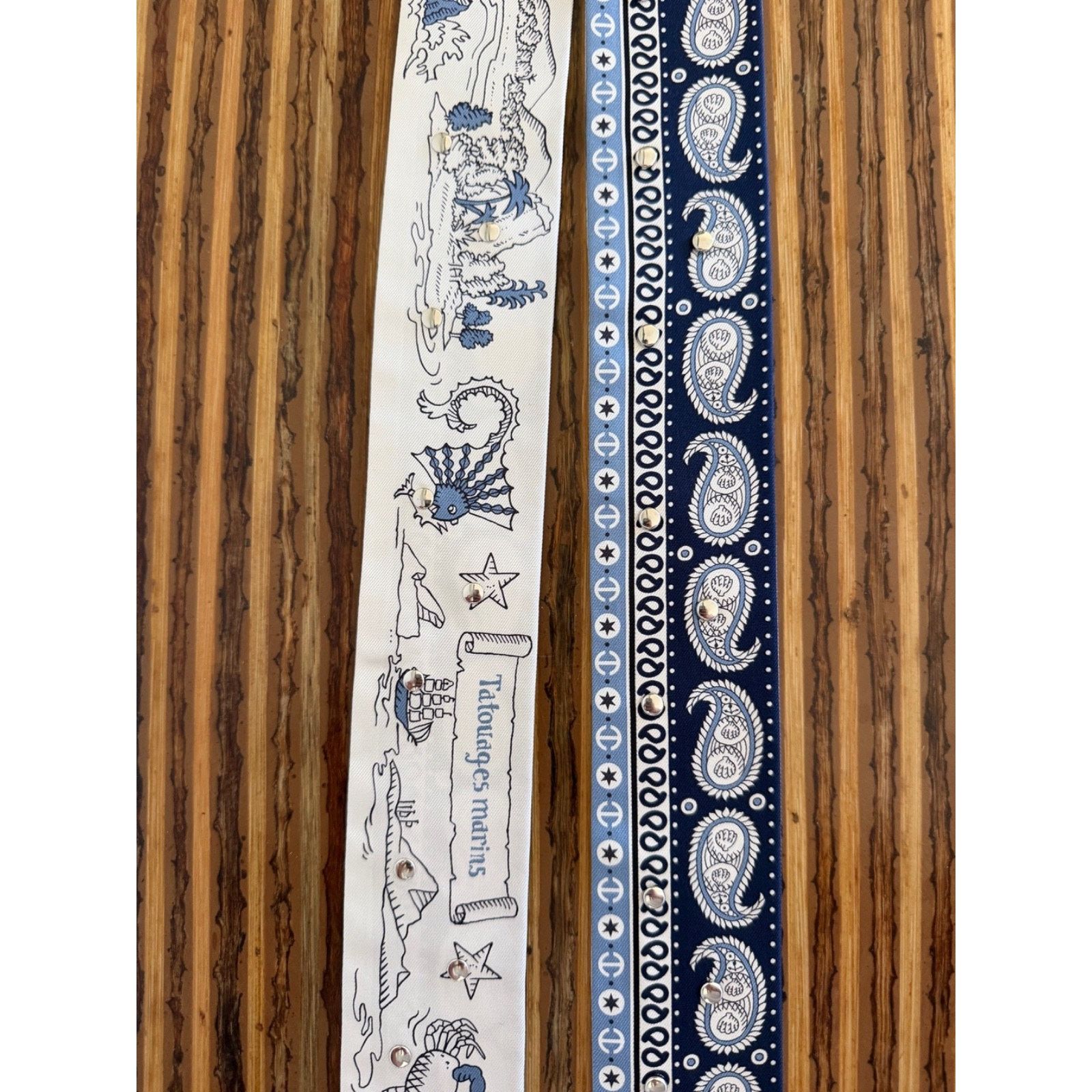 Hermes Hermes Scarf Twilly Tatouages Marins Bandana Silk Blue Jean Size ONE SIZE - 7 Thumbnail