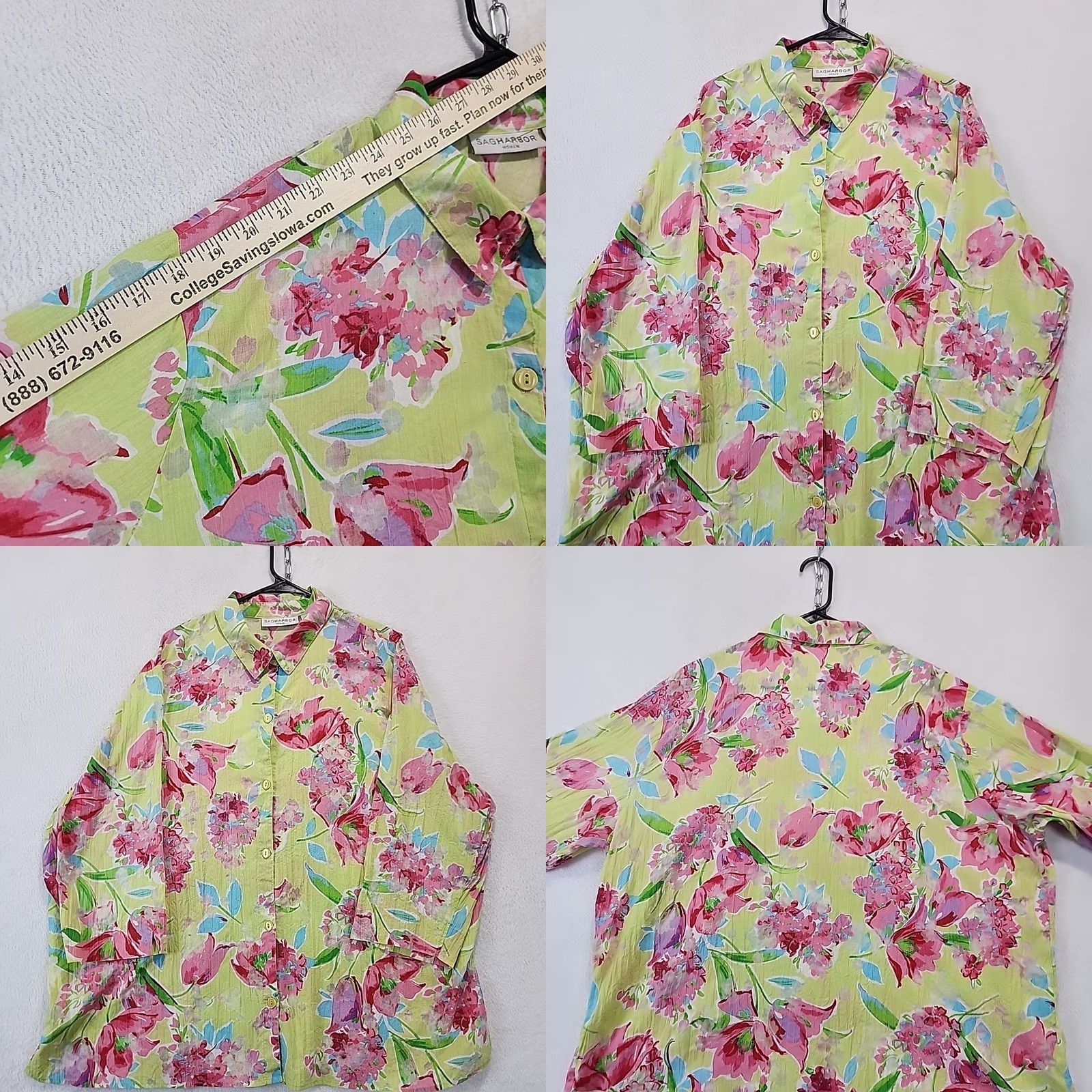Vintage VINTAGE Sag Harbor Blouse 3/4 Sleeve Button Collared Floral Green 2X Womens XS-XXL? Size XXL / US 16-18 / IT 52-54 - 8 Thumbnail