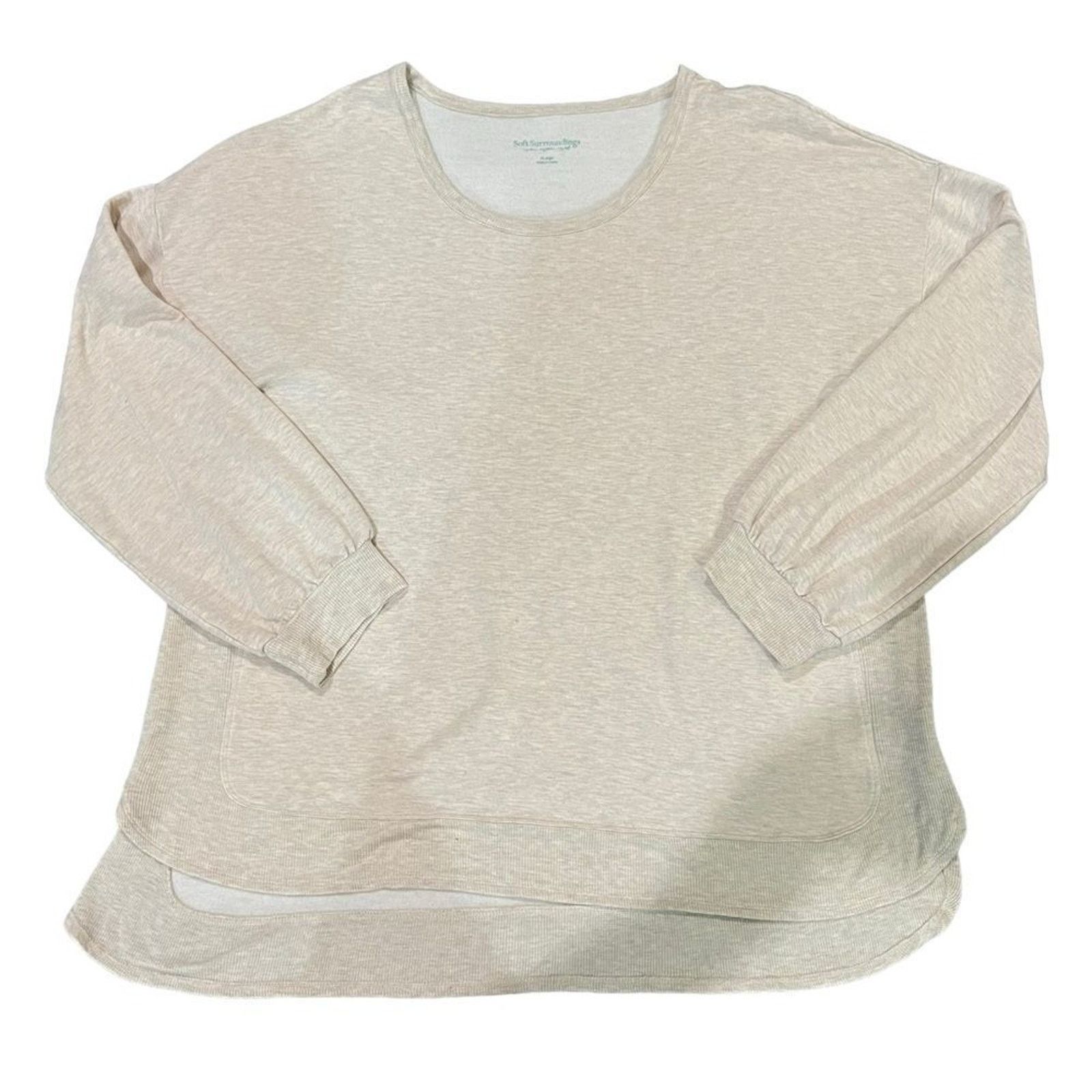 Soft Surroundings Soft Surroundings Pullover Sweatshirt Womens XL Beige Size XL / US 12-14 / IT 48-50 - 2 Thumbnail