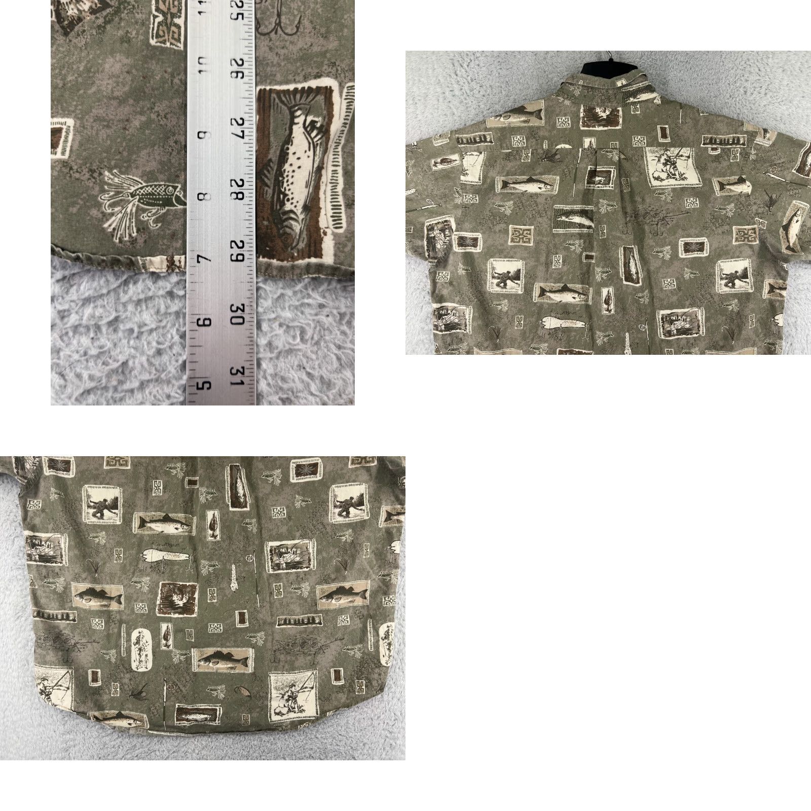 Roundtree & Yorke VINTAGE Roundtree & Yorke Shirt Men XL Green Fish Theme Button-Up Size US XL / EU 56 / 4 - 9 Thumbnail