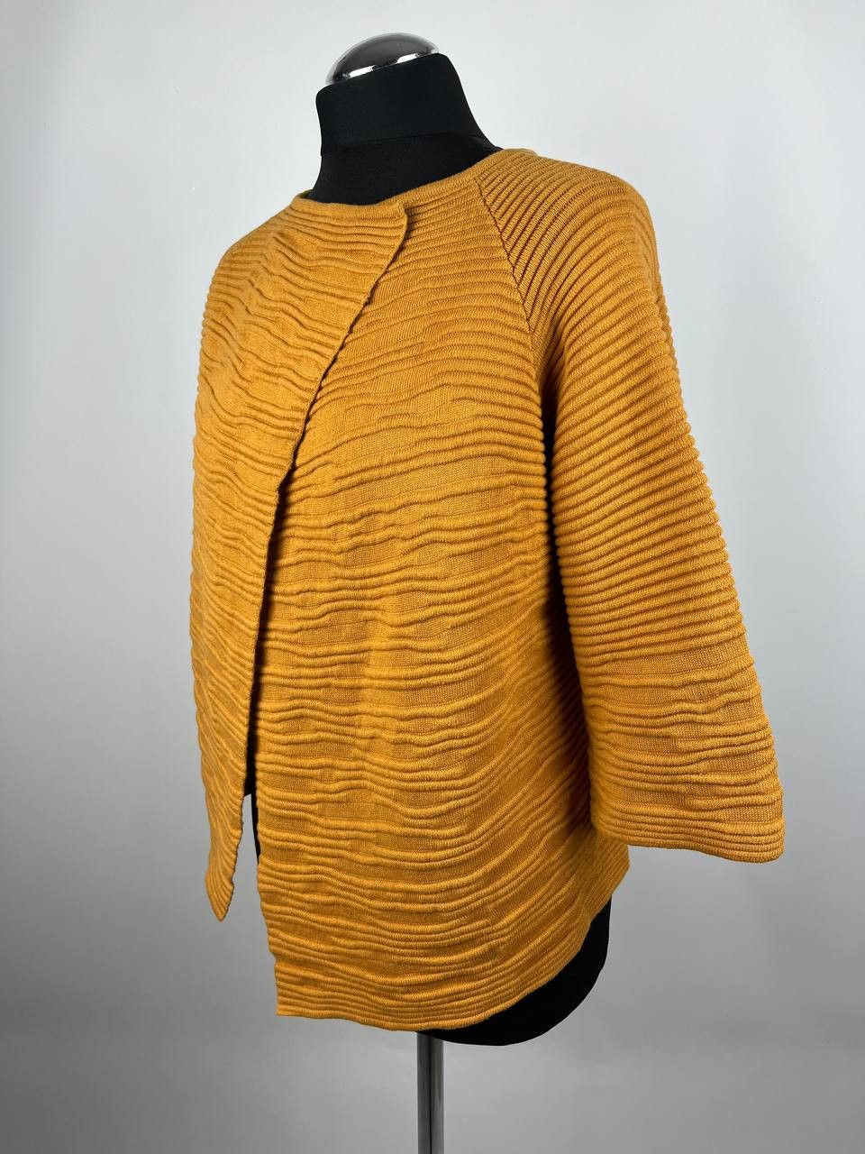 Cop Copine COP COPINE Yellow Asymmetric Cardigan Ribbed Knit Sodalite Size M / US 6-8 / IT 42-44 - 3 Thumbnail