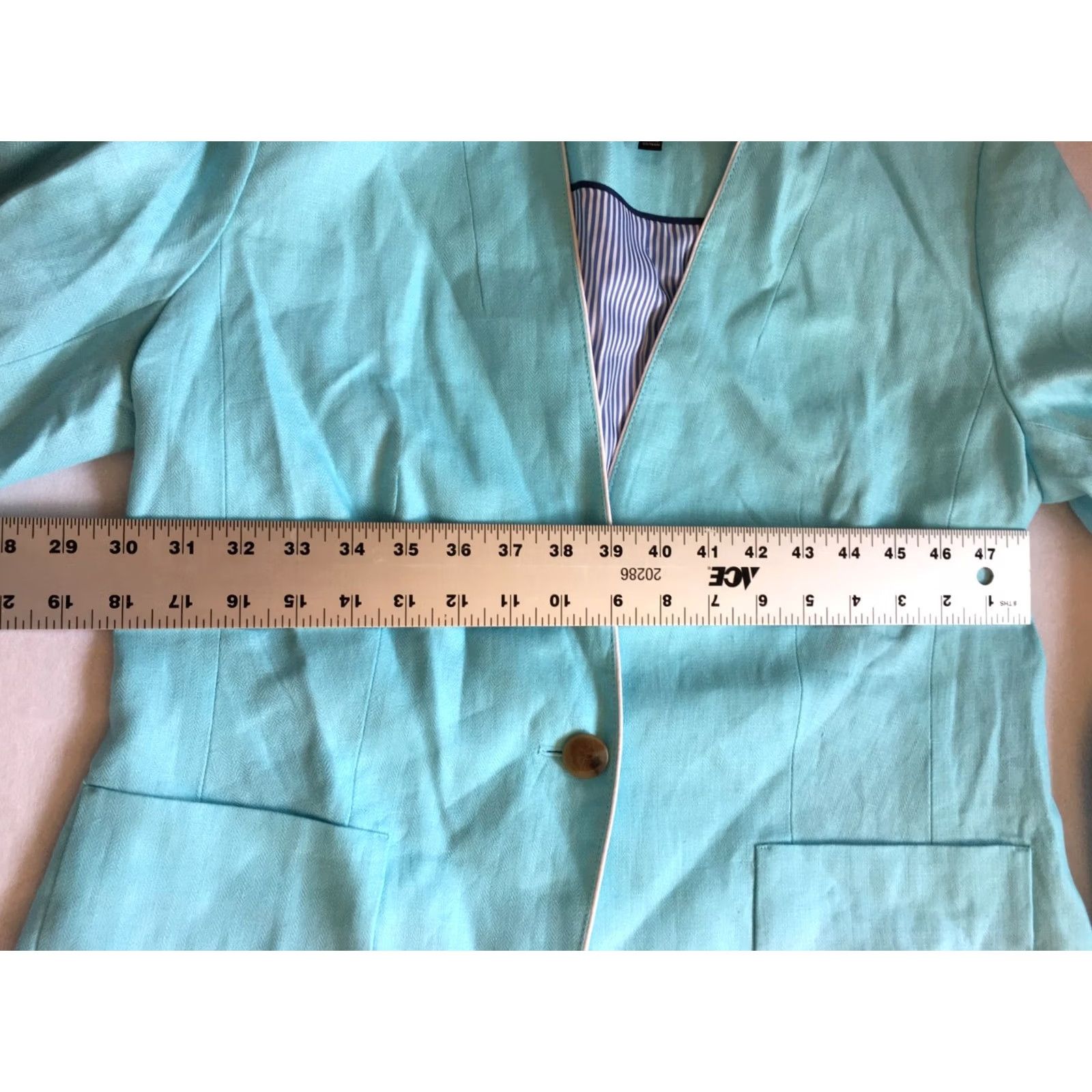 Talbots Talbots Womens Blazer Shirt Linen One-Button Long Sleeve Blue 8 Lined Pocket Notch Lapel Vintage? No Size M / US 6-8 / IT 42-44 - 5 Thumbnail