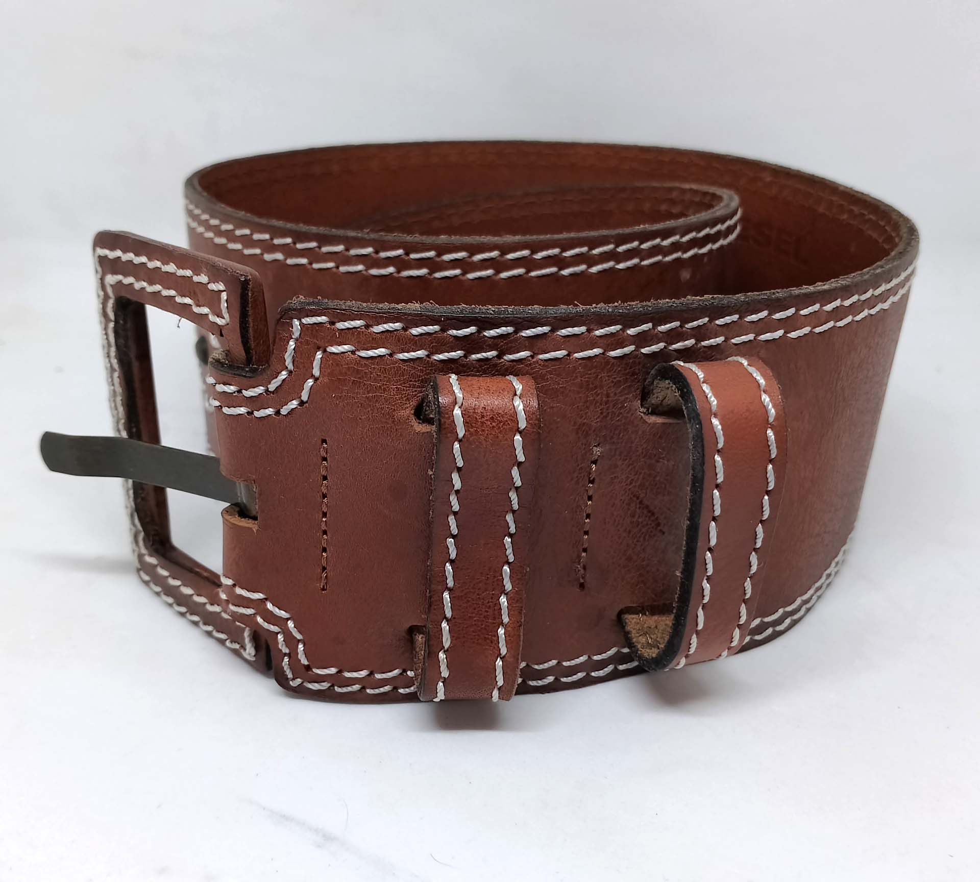 Diesel Diesel Wide Leather Belt – Brown – Size 95/38 – 70 mm Size ONE SIZE - 3 Thumbnail
