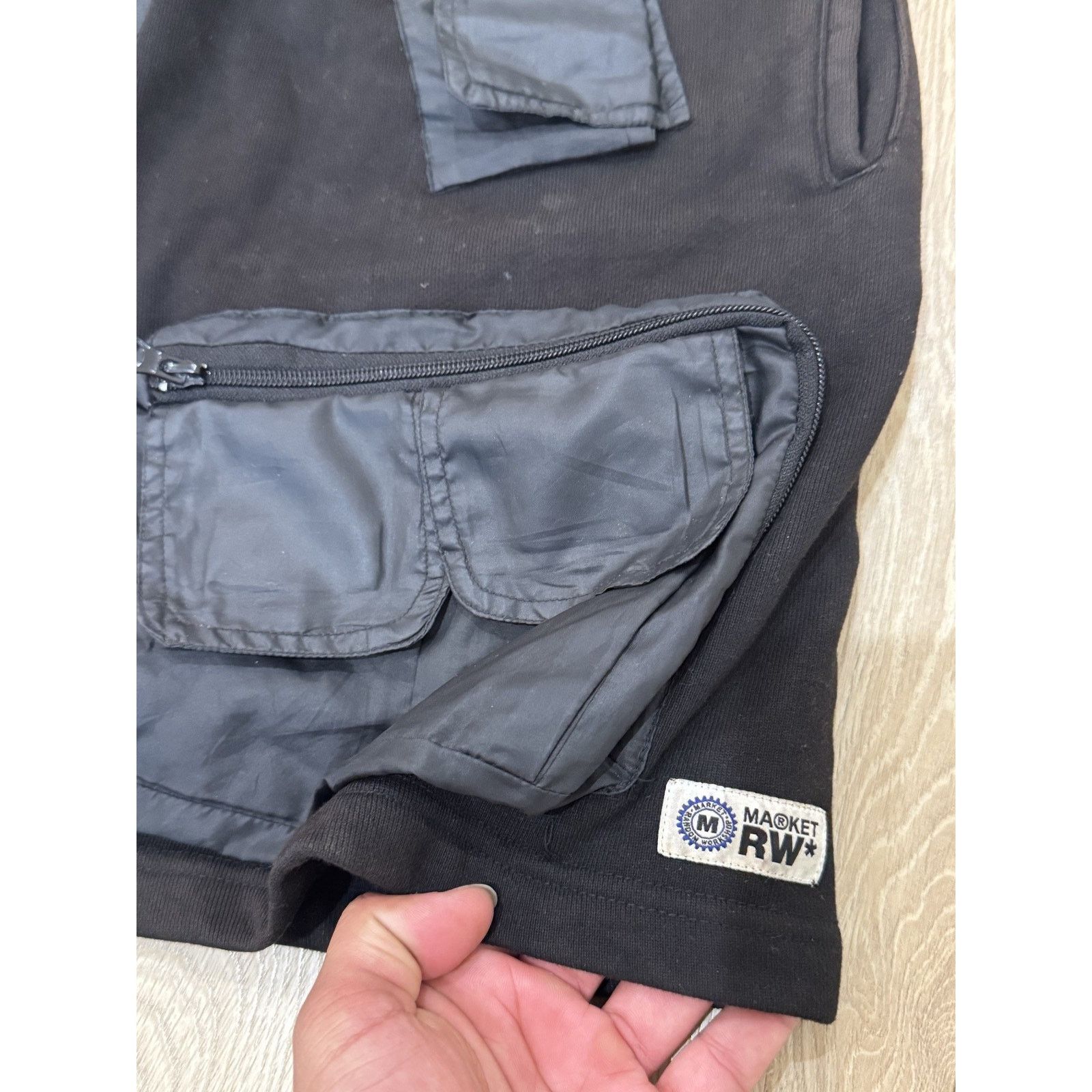 Market MARKET RW* Black Cargo Shorts w/ Utility Vest Overlay Size US 31 - 2 Thumbnail