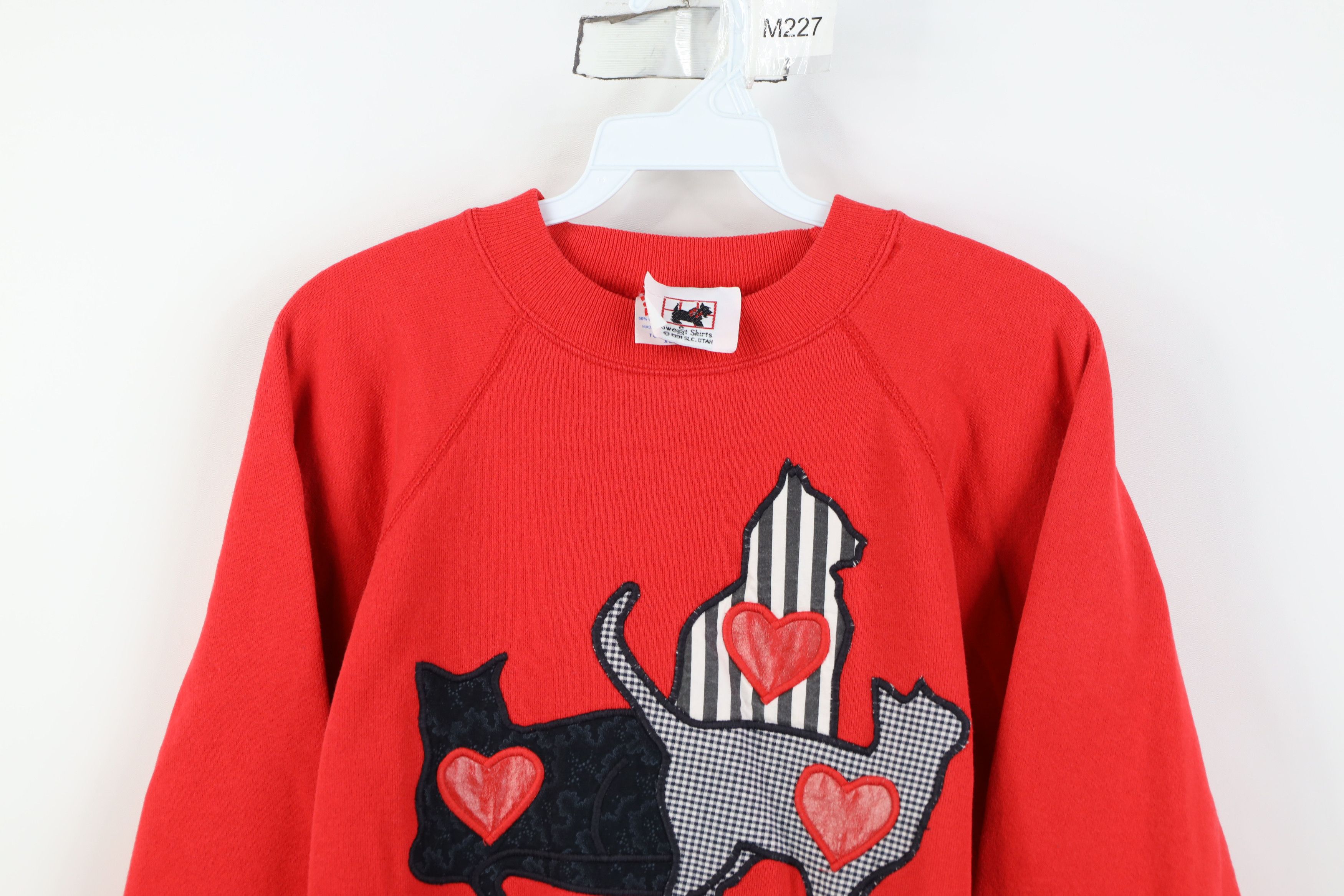 Vintage Vintage 90s Streetwear Cat Kitten Patch Heart Sweatshirt USA Size XL / US 12-14 / IT 48-50 - 2 Thumbnail