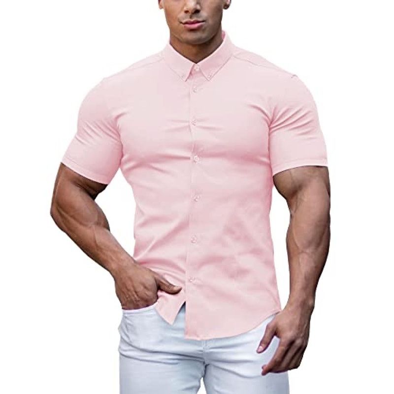 Uru URRU Men's Muscle Dress Shirt Sleeve Casual Button Down Size US XXL / EU 58 / 5 - 1 Thumbnail