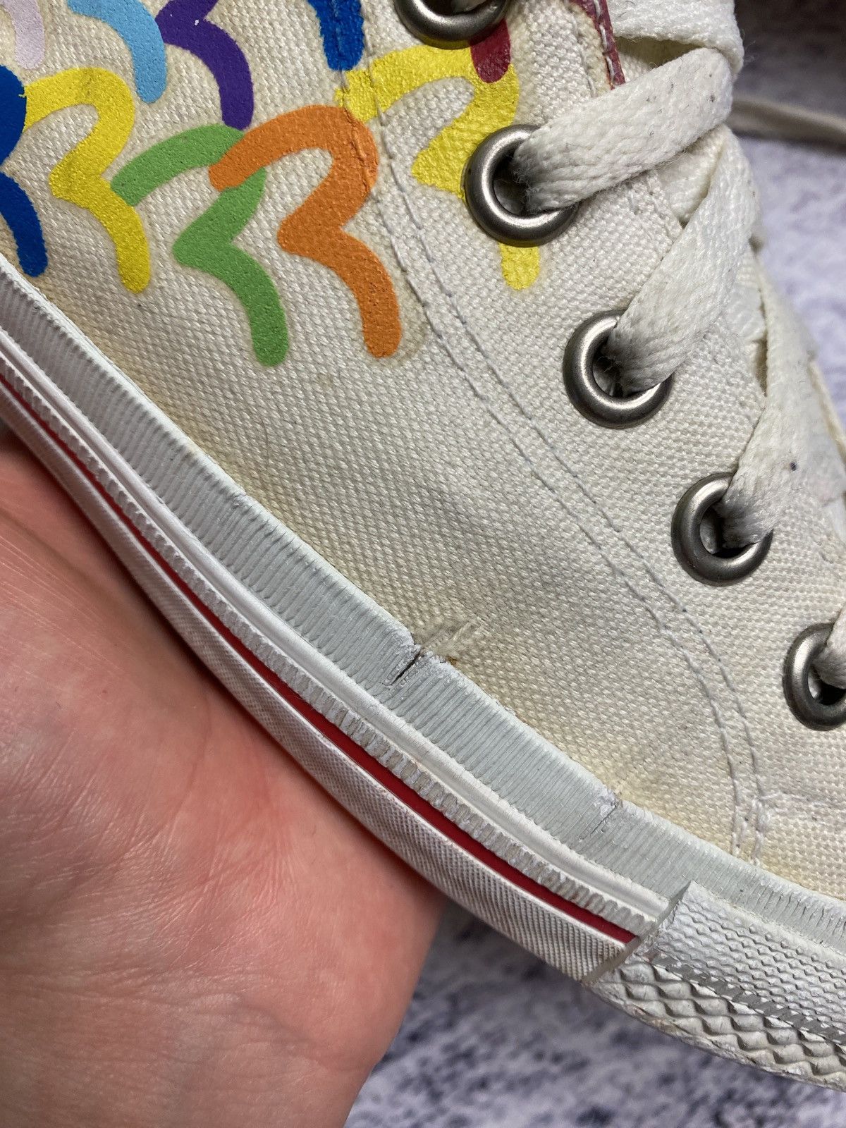 Evisu × Vintage Vintage Evisu Rainbow Repeat Logo Shoes High Top Sneakers Size US 9 / EU 42 - 7 Thumbnail