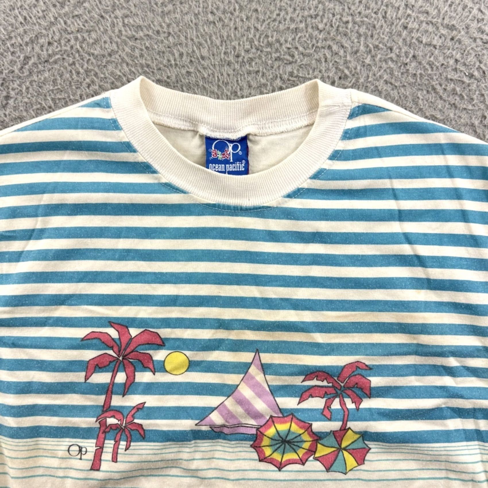 Ocean Pacific VINTAGE Ocean Pacific Shirt Womens Medium Striped Knit White Sleeveless 80s Ocean Pacific Women Shirt Mens Girls Size M / US 6-8 / IT 42-44 - 3 Thumbnail
