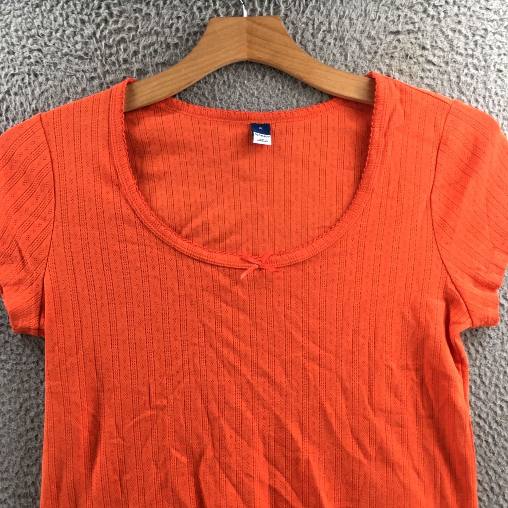 Old Navy Old Navy Tee Top Womens XL Orange Short Sleeve Scoop Neck Knit Stretch Size XL / US 12-14 / IT 48-50 - 2 Thumbnail