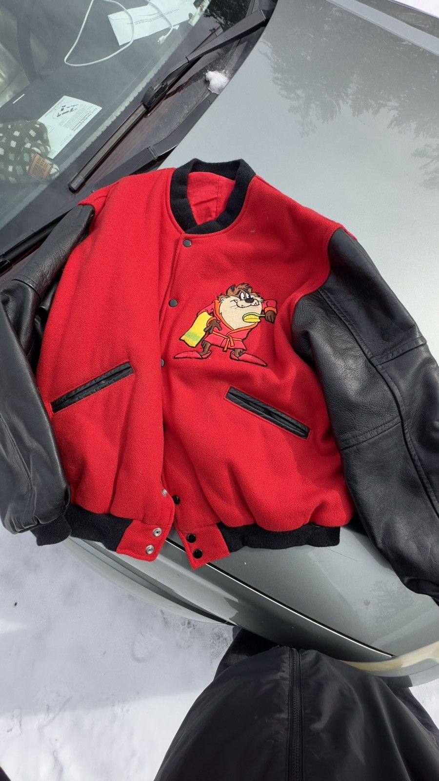 Vintage 90’s Looney Tunes Tasmanian Devil Leather Jacket L