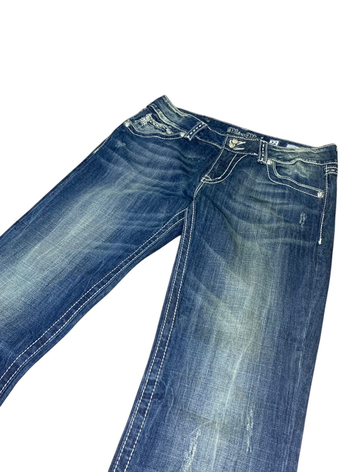 GOSTAR DE FUGA × Hysteric Glamour × Tornado Mart 2000s Missme contrast stitch mud wash flare jeans Size US 32 / EU 48 - 3 Thumbnail