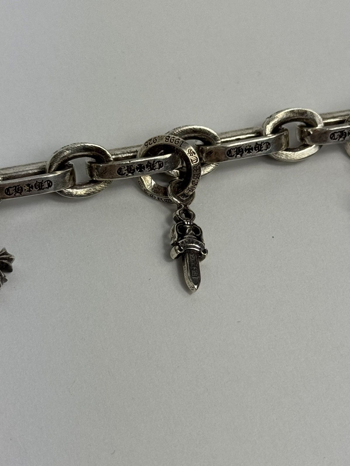 Chrome Hearts 40g STERLING SILVER PAPER E CHAIN MULTI CHARM BRACELET RARE Size ONE SIZE - 7 Thumbnail