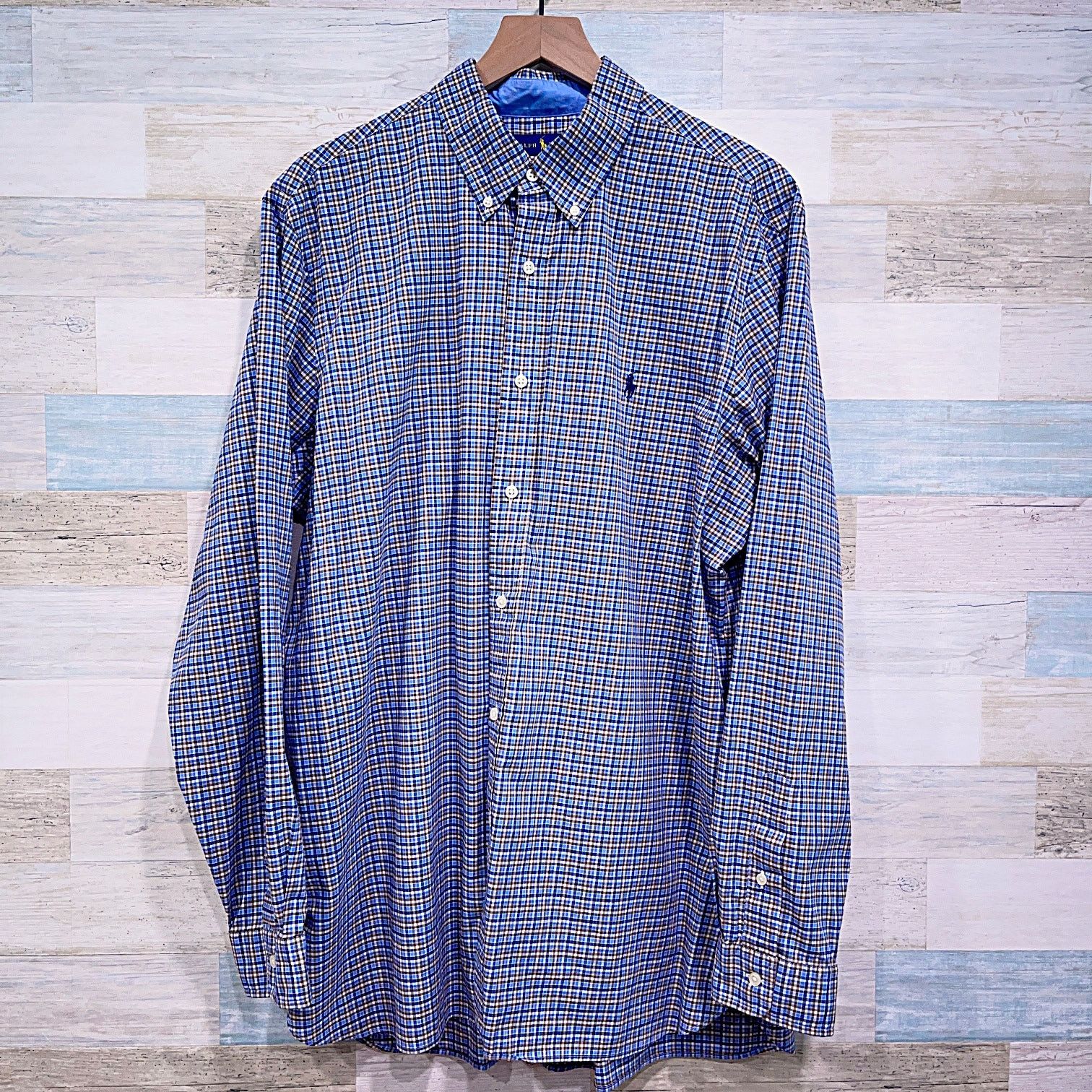 Ralph Lauren Ralph Lauren Cotton Stretch Long Sleeve Shirt Blue Plaid XL Size US XL / EU 56 / 4 - 1 Thumbnail