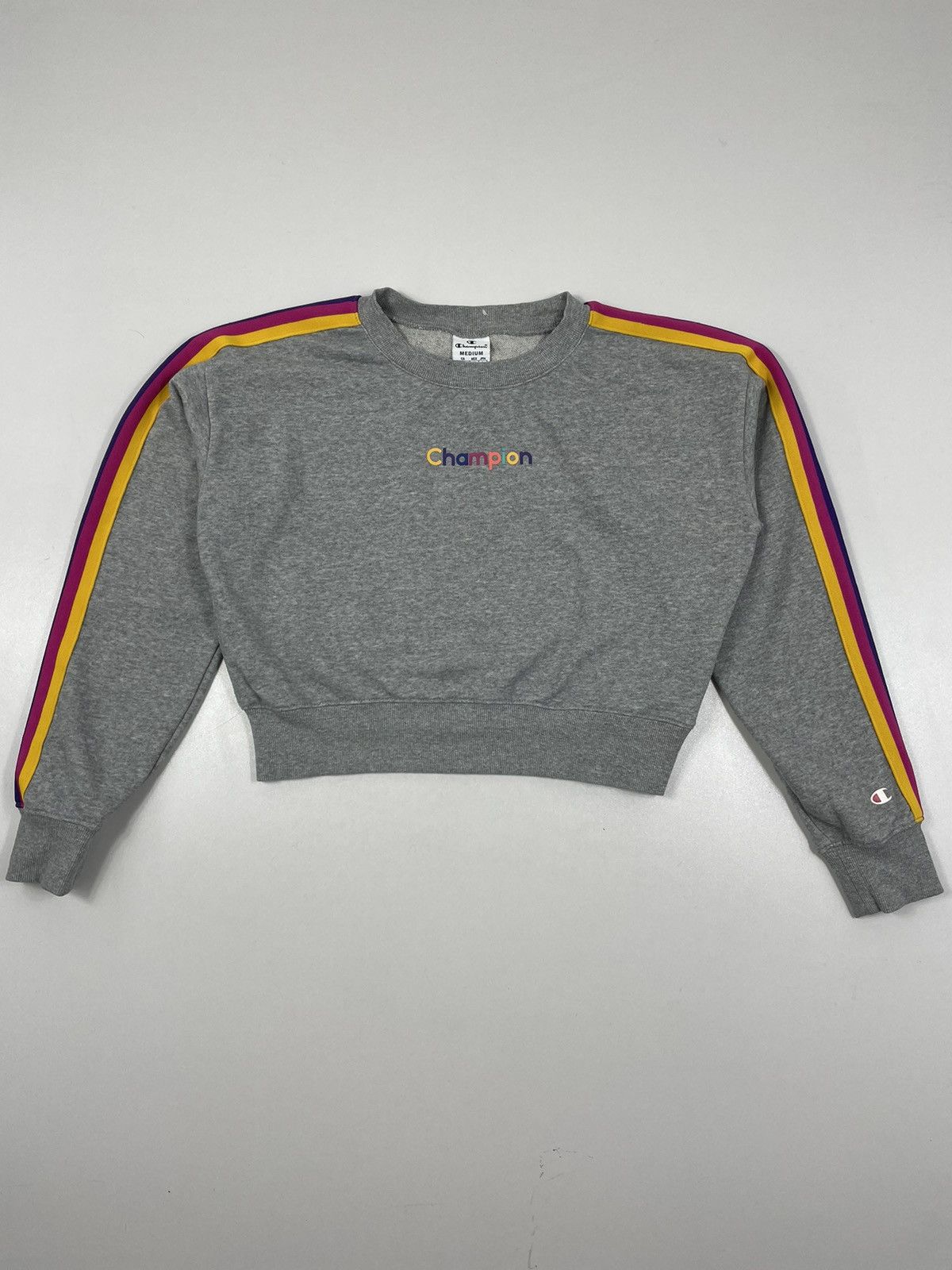 Champion × Raised by Champions 🌈 RAINBOW Big Logo Tape Crew Sweater Long Sleeve Sweatshirt Size M / US 6-8 / IT 42-44 - 1 Thumbnail