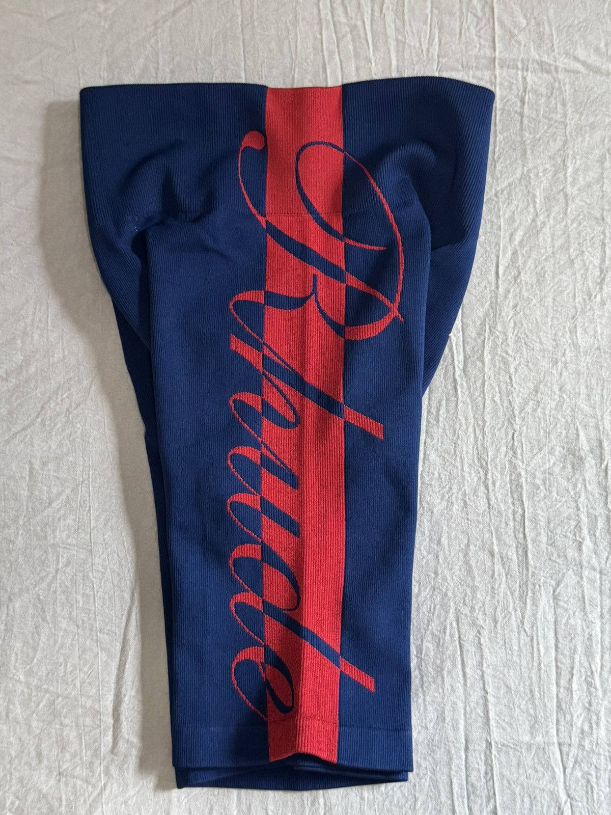 Rhude Rhude Womens Medium Blue Biker shorts, Red Graphic Logo Size 34" / US 12 / IT 48 - 2 Thumbnail