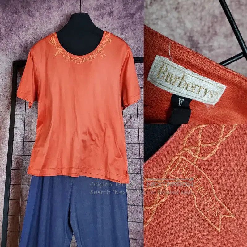 Burberry Burberry Red Cotton Logo Embroidered T-Shirt. Size M / US 6-8 / IT 42-44 - 1 Thumbnail