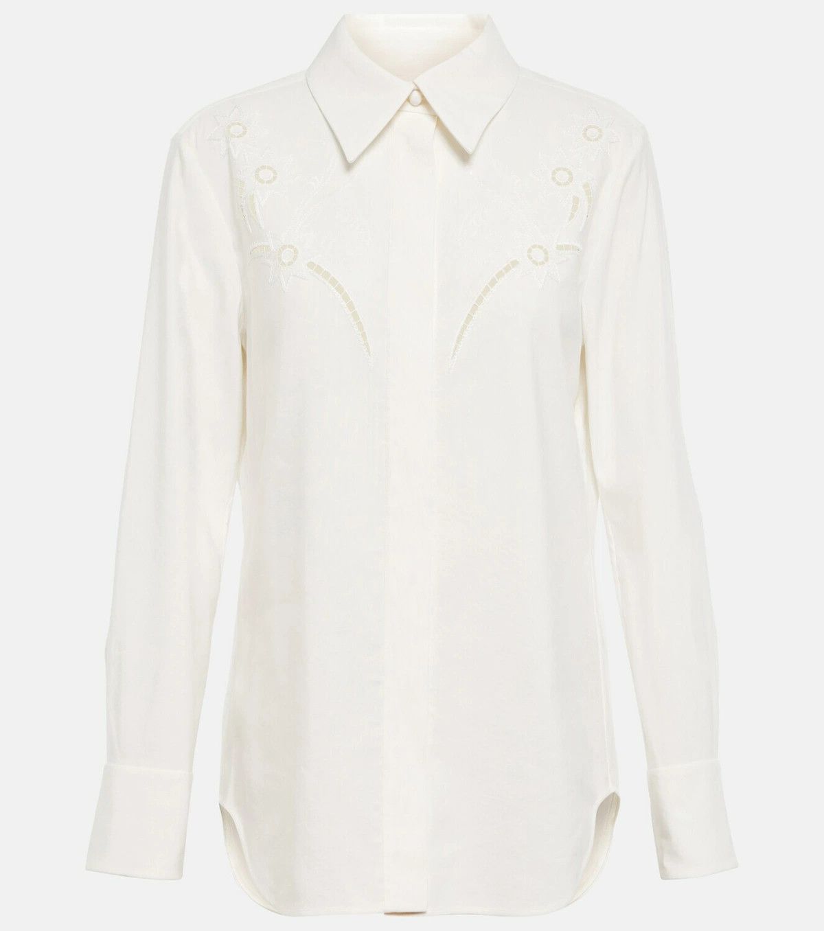 Chloe o1y0825 Lace Shirt in Ivory Size L / US 10 / IT 46 - 1 Thumbnail