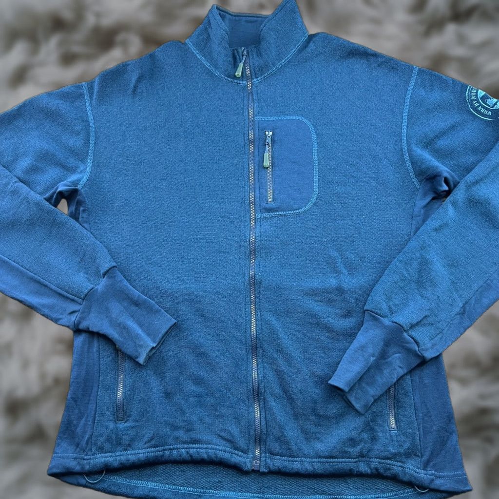 Vintage Devold Merino Wool Jacket Mens Large Blue Full Zip Outdoor Hiking Medium Length Jacket Size US L / EU 52-54 / 3 - 1 Thumbnail