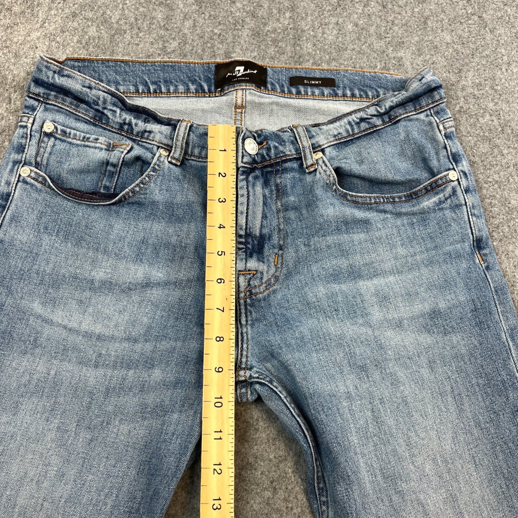7 For All Mankind 7 For All Mankind Slimmy Jeans Slim Tapered 33 32 Light Blue Denim Stretch Jeans Mens Size US 33 - 5 Thumbnail