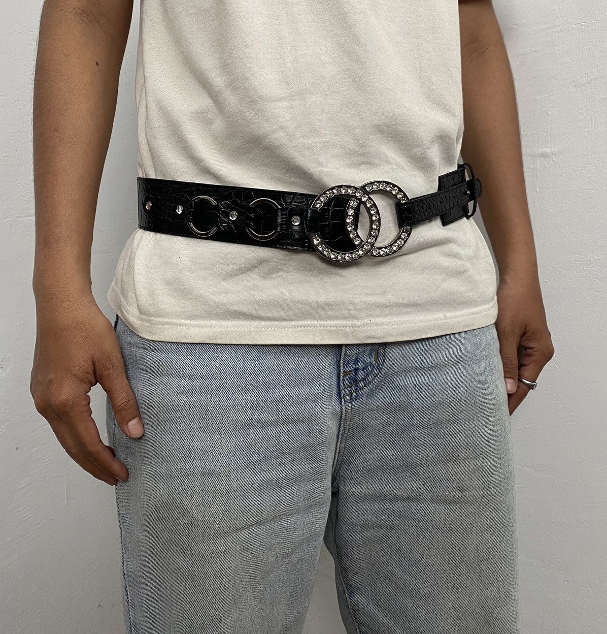 If Six Was Nine × Japanese Brand × Le Grande Bleu (L.G.B.) Aligator black crystal belt Size ONE SIZE - 4 Thumbnail