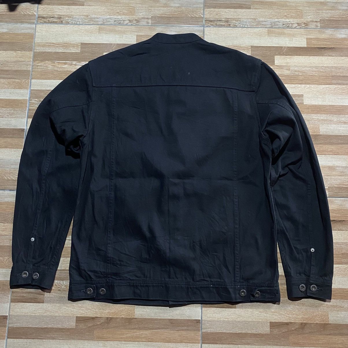 FrizmWORKS × Japanese Brand FrizmWorks Stand Collar Black Trucker Denim Jacket Size US XL / EU 56 / 4 - 2 Thumbnail