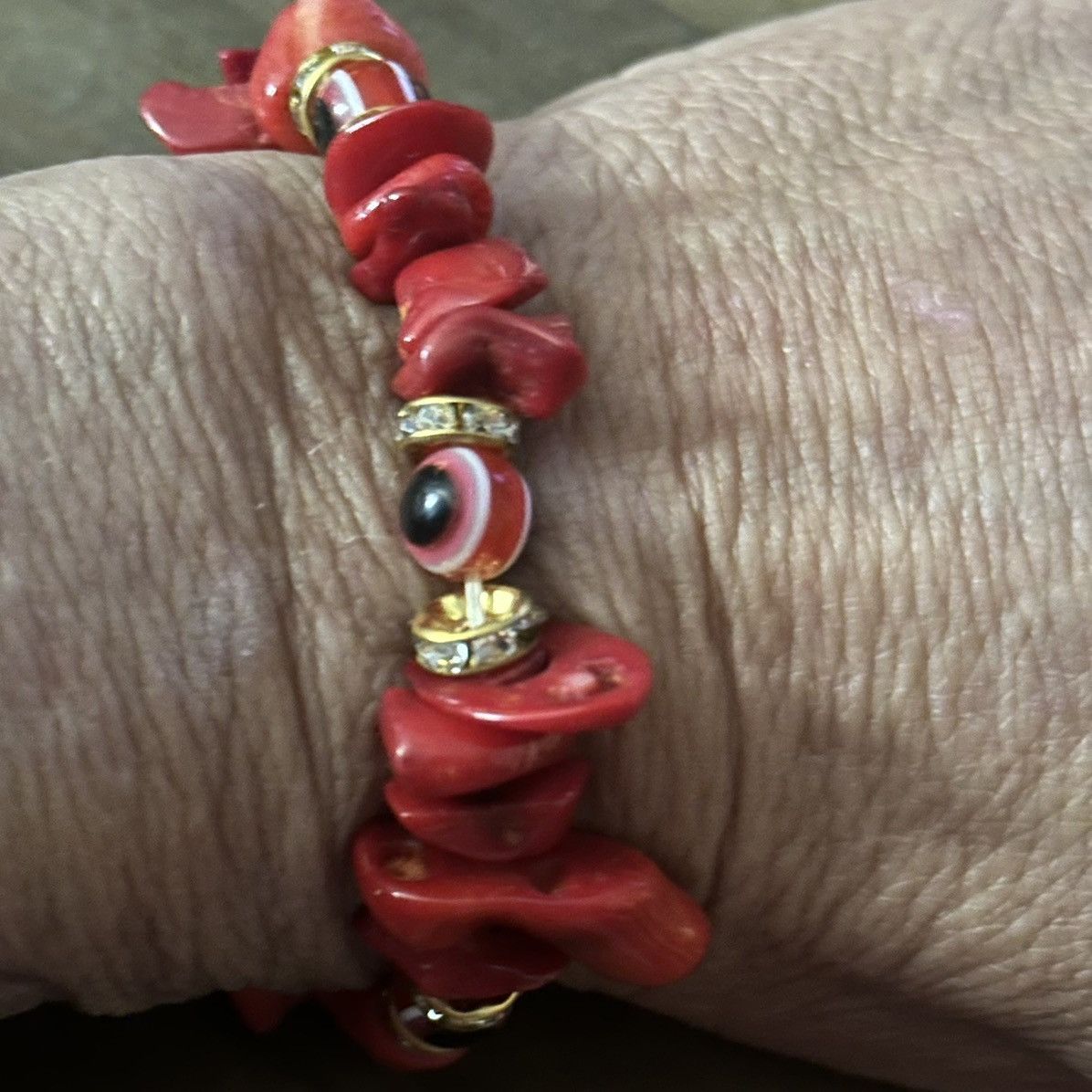 Other Red coral shell bead evil eye stretch bracelet Size ONE SIZE - 3 Thumbnail