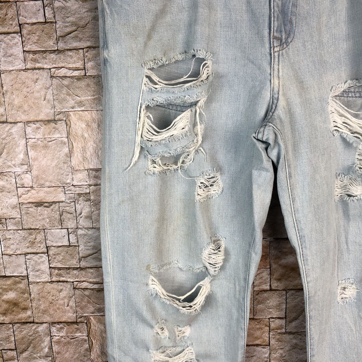 Japanese Brand Forever 21 Blue ripped Distressed Denim Pants #A1004 Size 33" - 9 Thumbnail