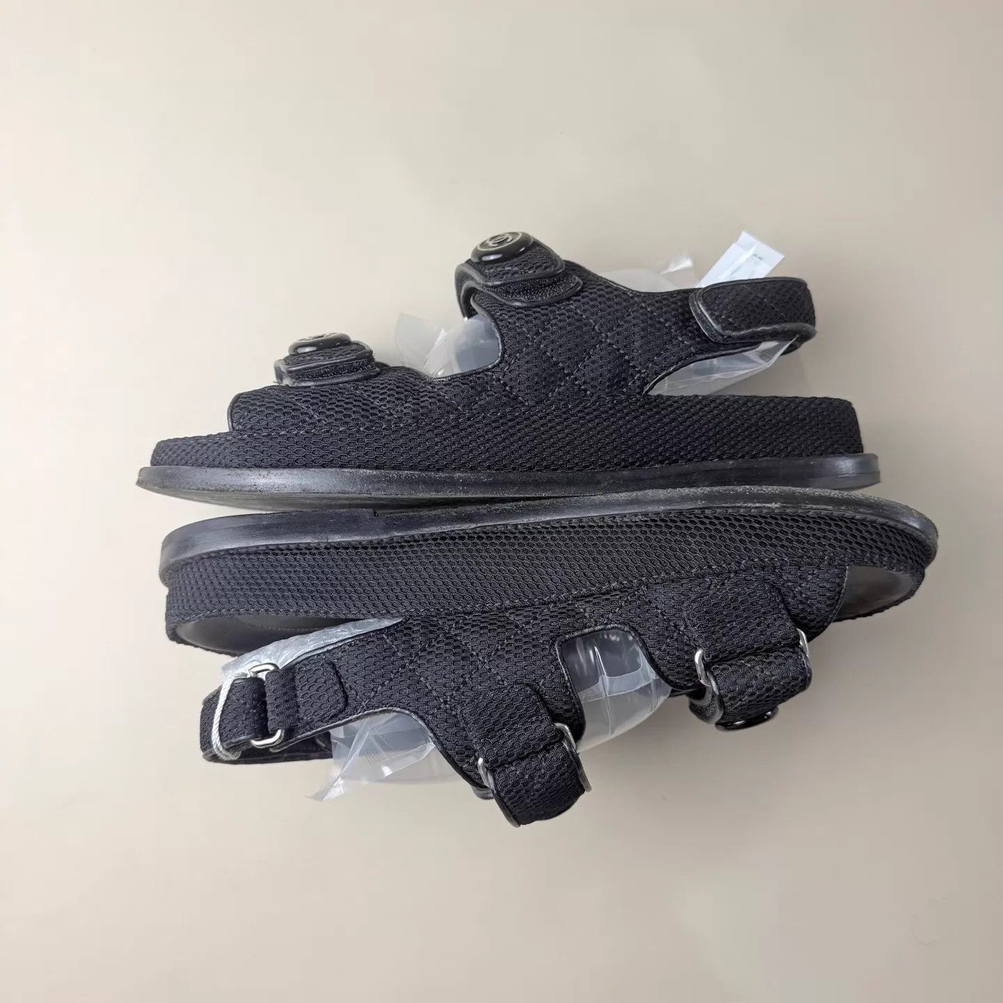 Chanel CHANEL Black Logo Velcro Sandals Size 37 Size US 6.5 / IT 36.5 - 5 Thumbnail
