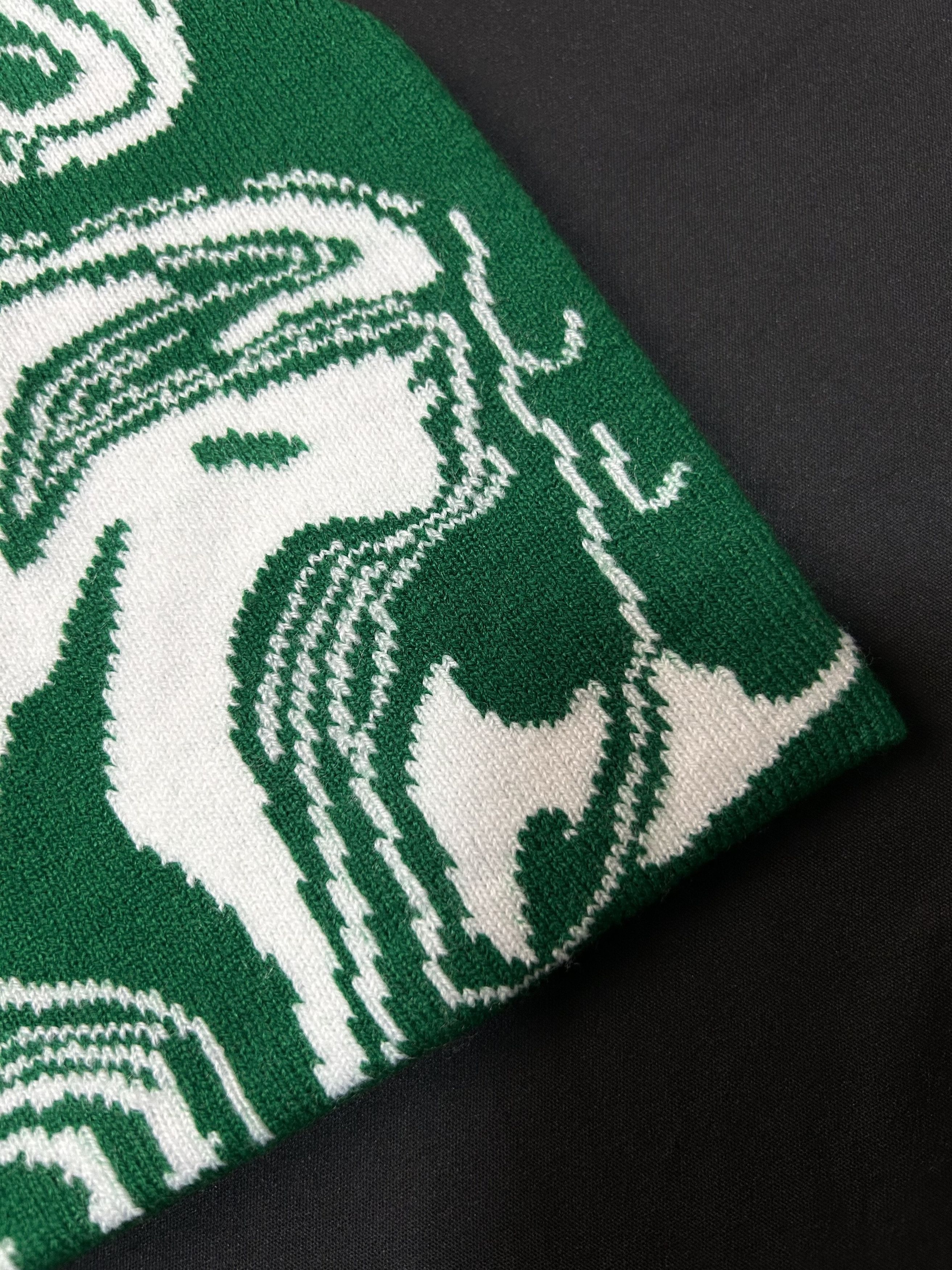 Japanese Brand Rare Planet Heaven Graphic No Cuff Knit Green Beanie OS Size ONE SIZE - 4 Thumbnail