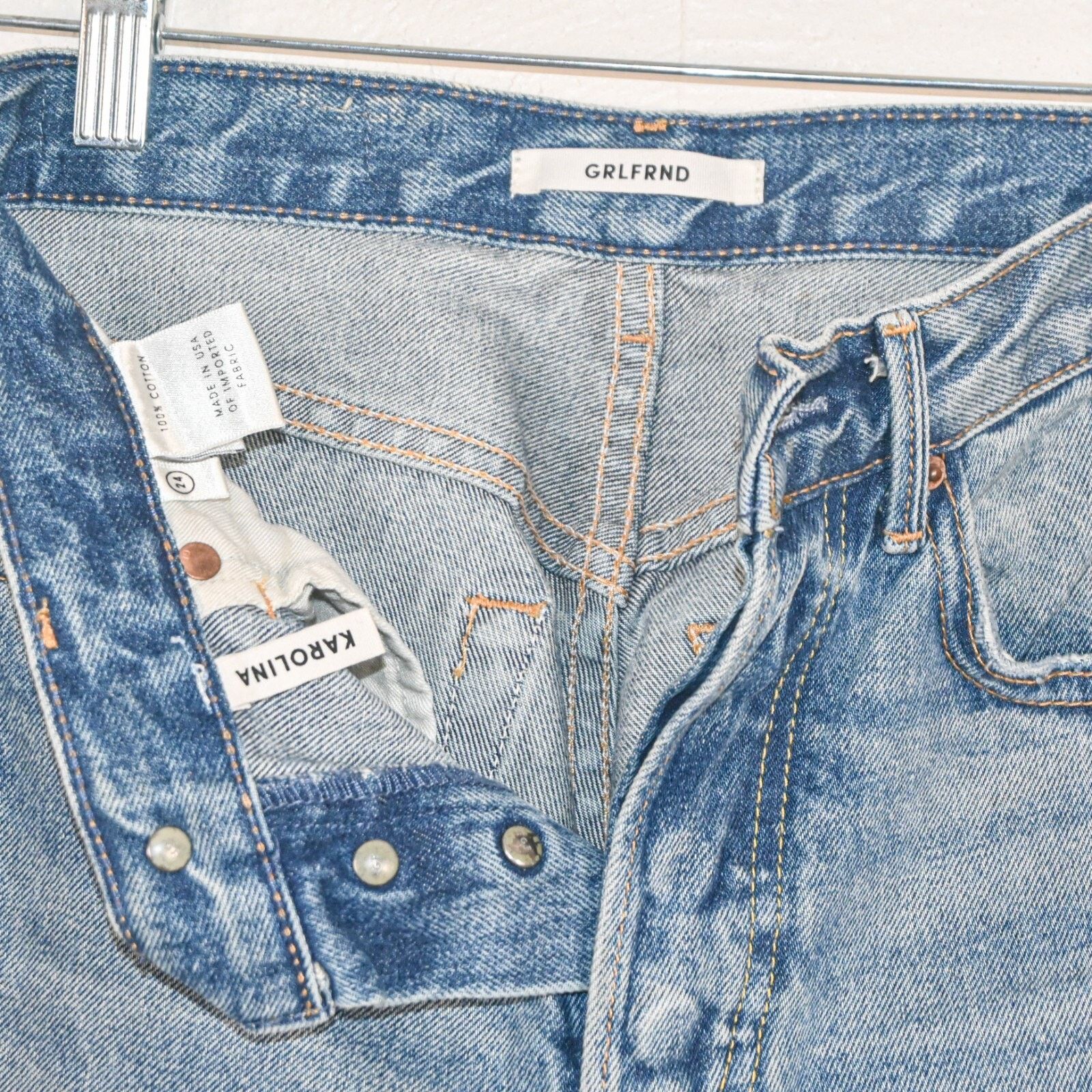 GRLFRND Karolina High-Rise Skinny Jeans in Blue Las Dance