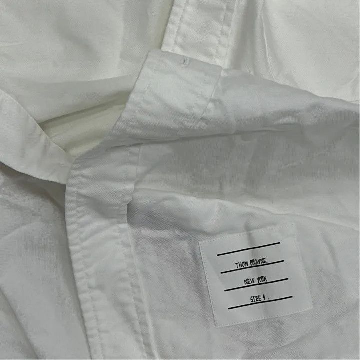 Thom Browne Thom Browne White Striped Long Sleeve Shirt -2507 Size US S / EU 44-46 / 1 - 7 Thumbnail